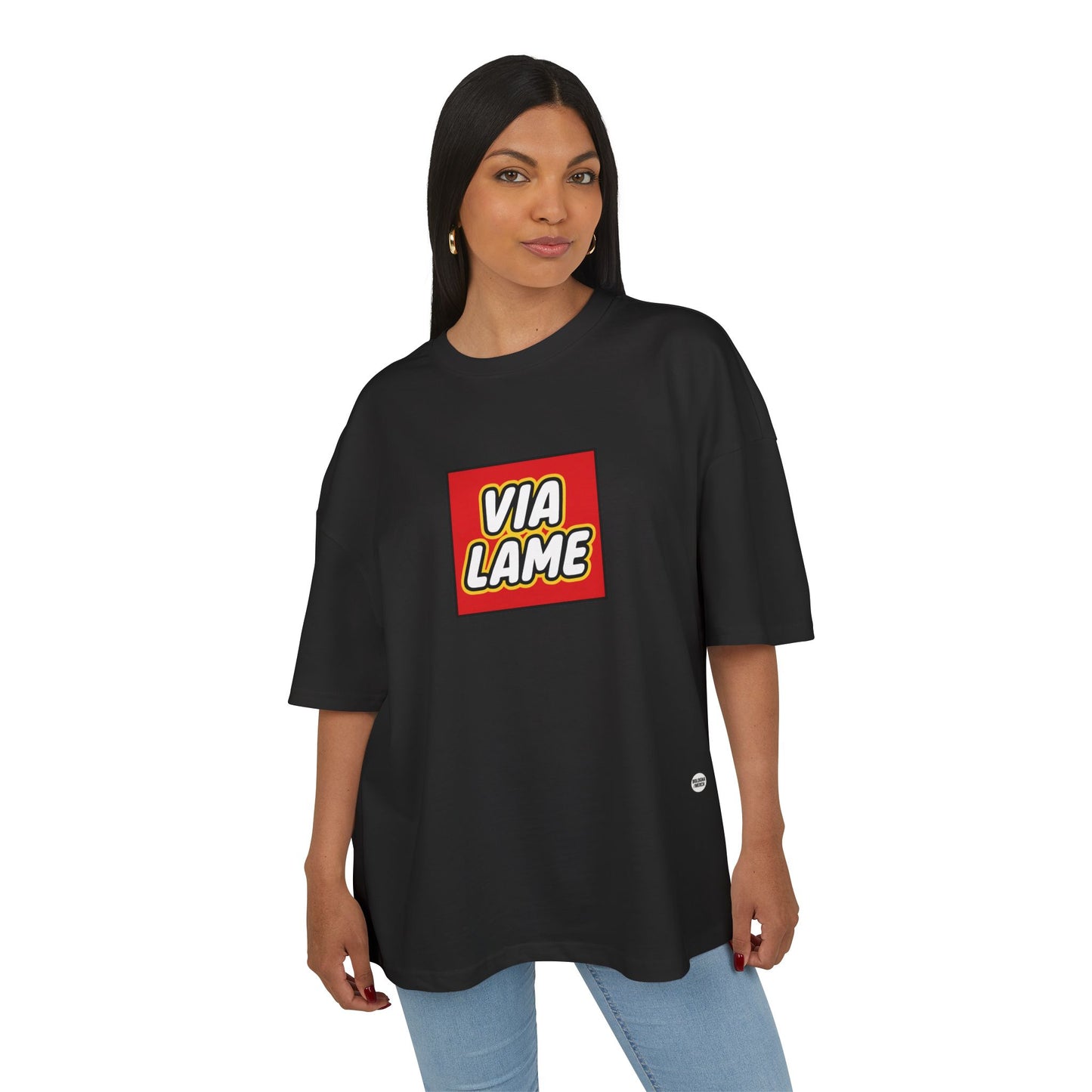 Maglietta Boxy “Via Lame” – Unisex, Ultra Cotone Pesante, Stile Neutro e Oversize Essenziale