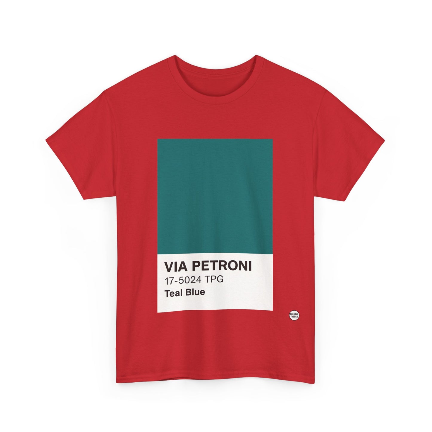 T-shirt “Via Petroni” – Teal Blue Chip color