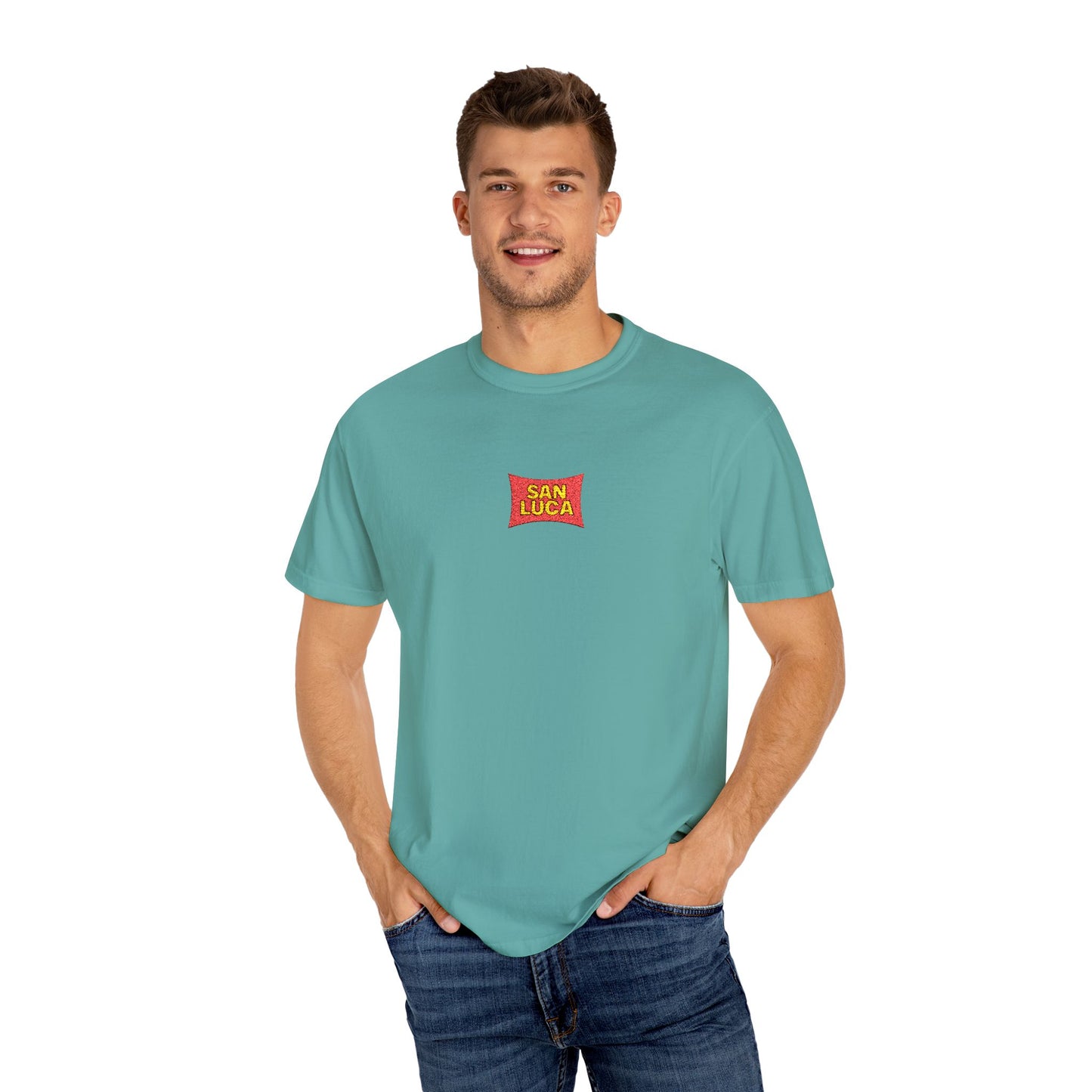 San Luca Colorful Snack-Inspired Unisex T-Shirt, Soft Casual Tee, Fun Gift for Food Lovers, Everyday Wear, Summer Vibes, Festival Attire