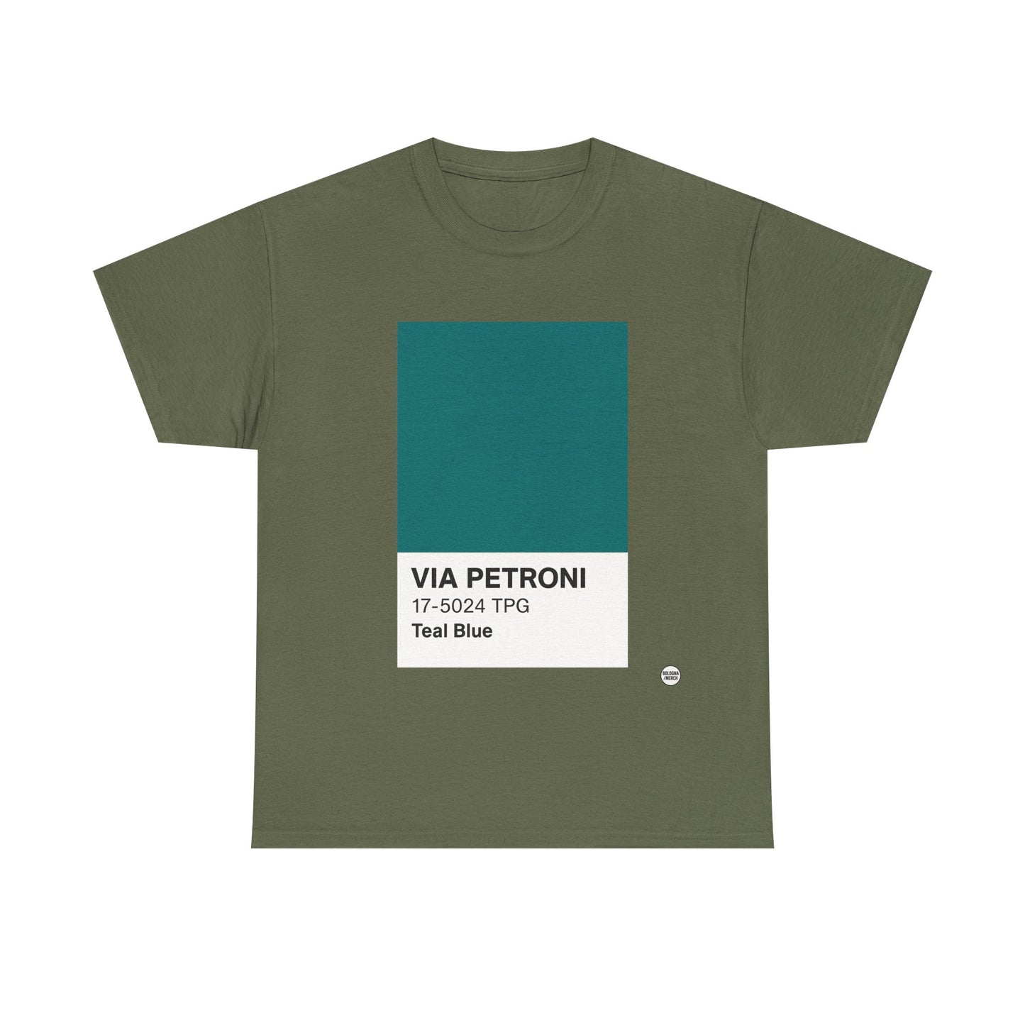 T-shirt “Via Petroni” – Teal Blue Chip color