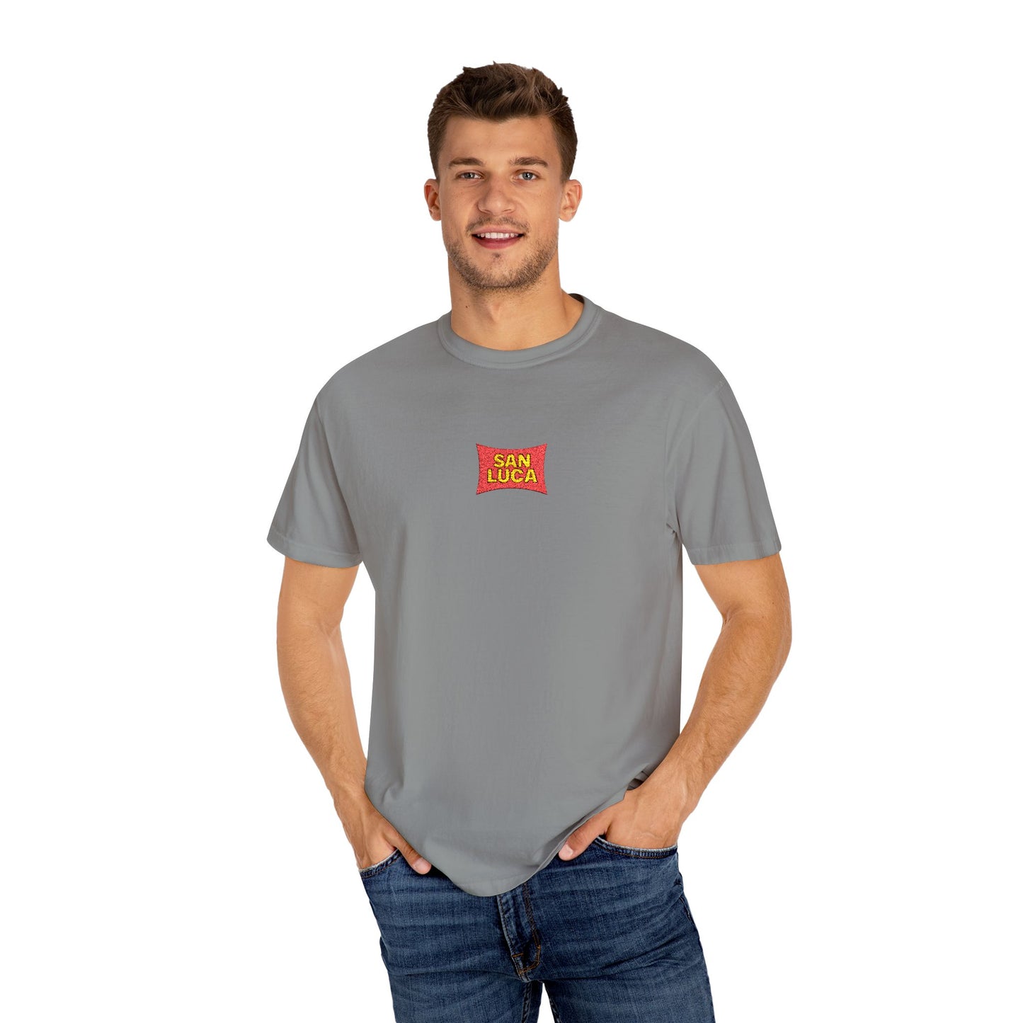 San Luca Colorful Snack-Inspired Unisex T-Shirt, Soft Casual Tee, Fun Gift for Food Lovers, Everyday Wear, Summer Vibes, Festival Attire