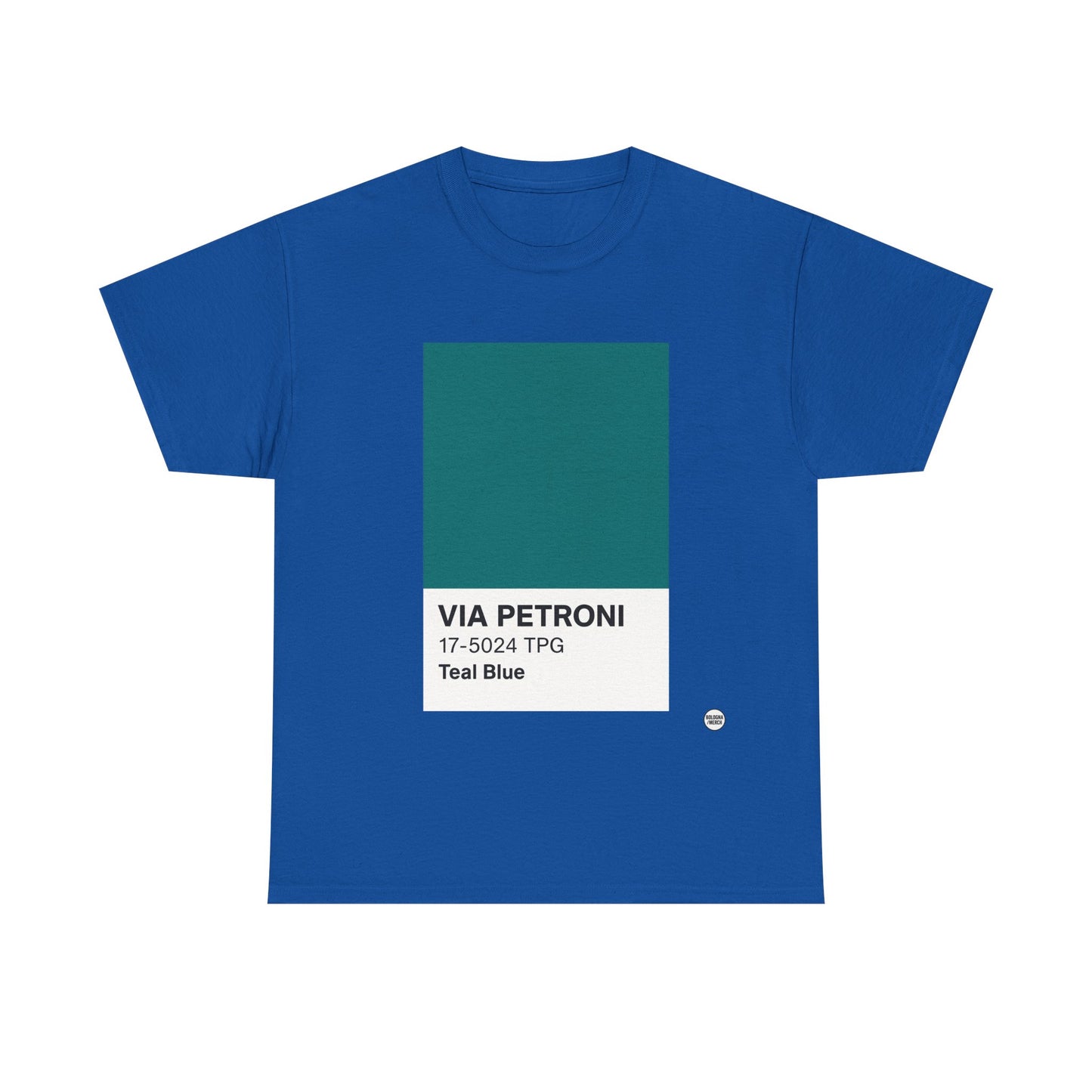 T-shirt “Via Petroni” – Teal Blue Chip color