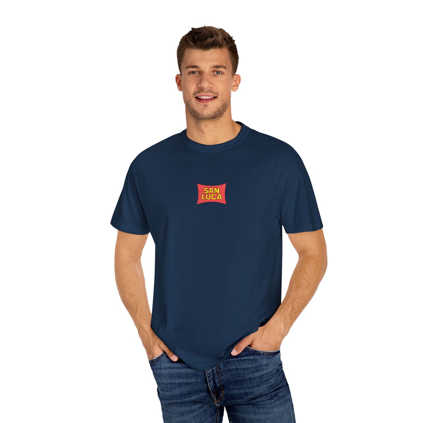 San Luca Colorful Snack-Inspired Unisex T-Shirt, Soft Casual Tee, Fun Gift for Food Lovers, Everyday Wear, Summer Vibes, Festival Attire
