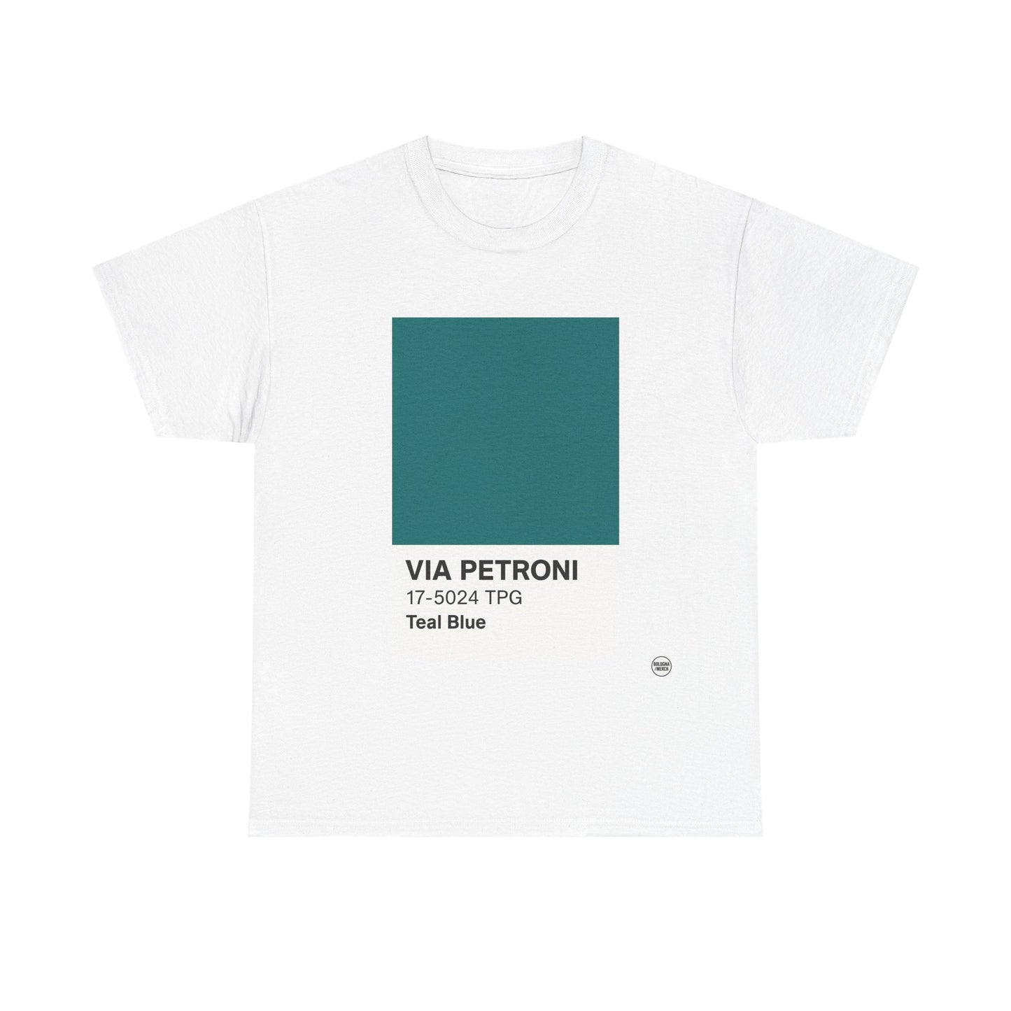 T-shirt “Via Petroni” – Teal Blue Chip color