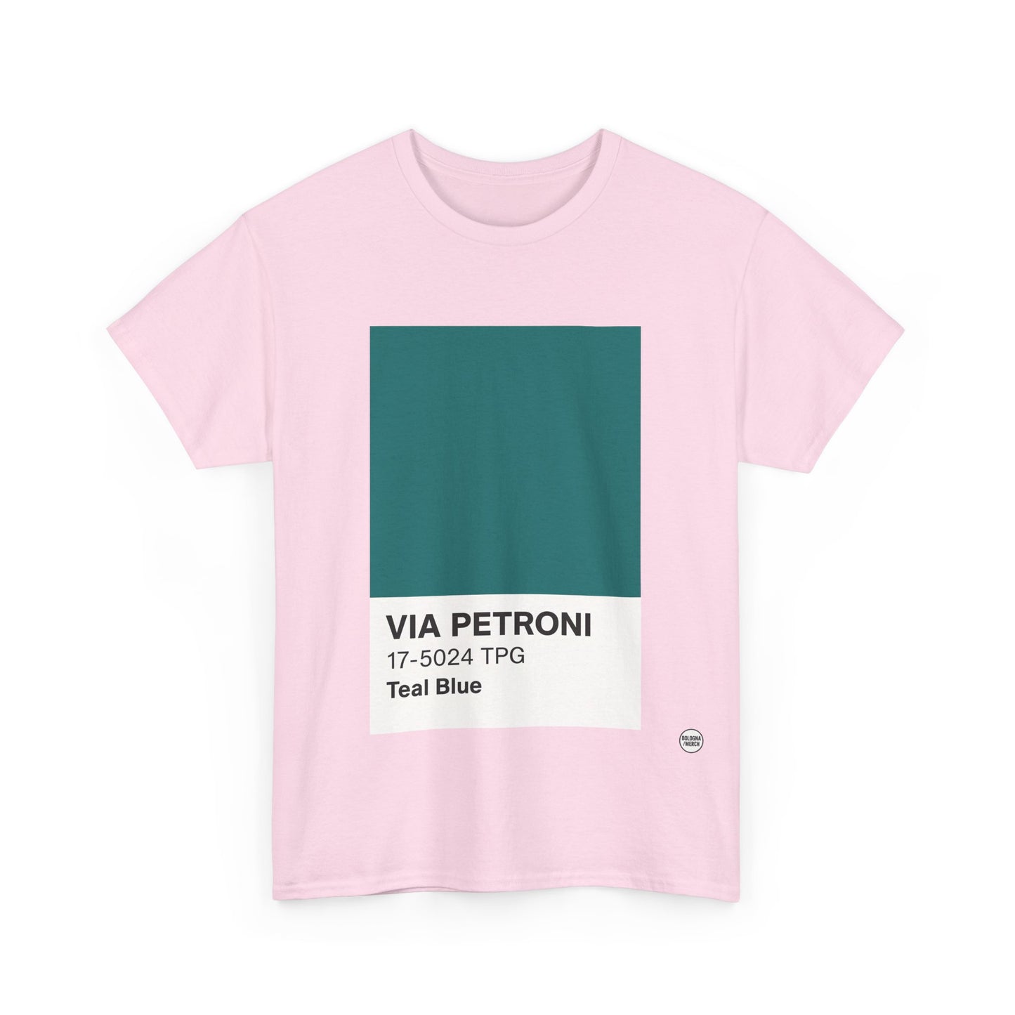 T-shirt “Via Petroni” – Teal Blue Chip color
