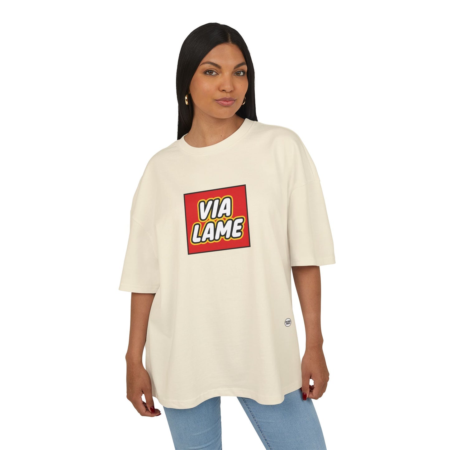 Maglietta Boxy “Via Lame” – Unisex, Ultra Cotone Pesante, Stile Neutro e Oversize Essenziale