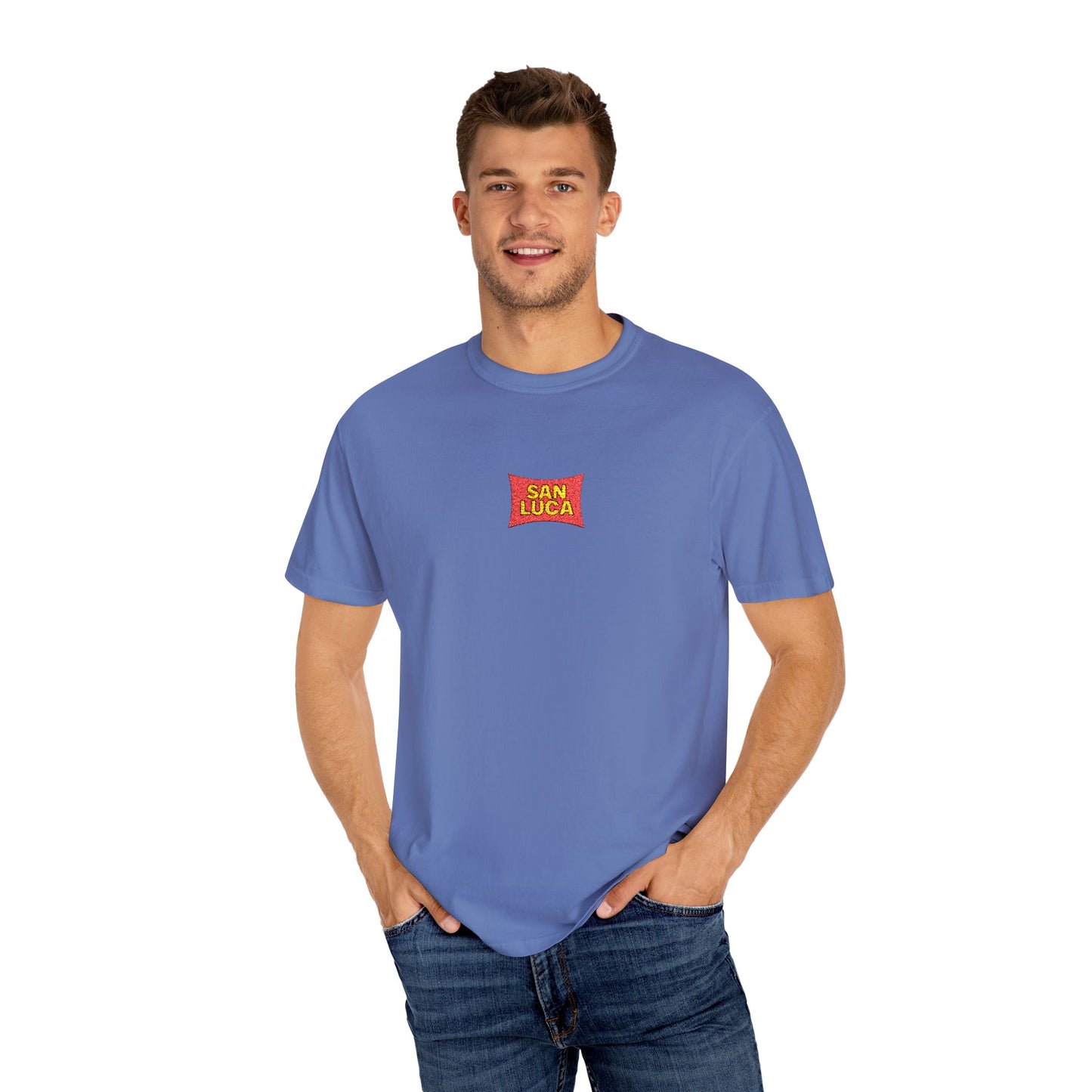 San Luca Colorful Snack-Inspired Unisex T-Shirt, Soft Casual Tee, Fun Gift for Food Lovers, Everyday Wear, Summer Vibes, Festival Attire