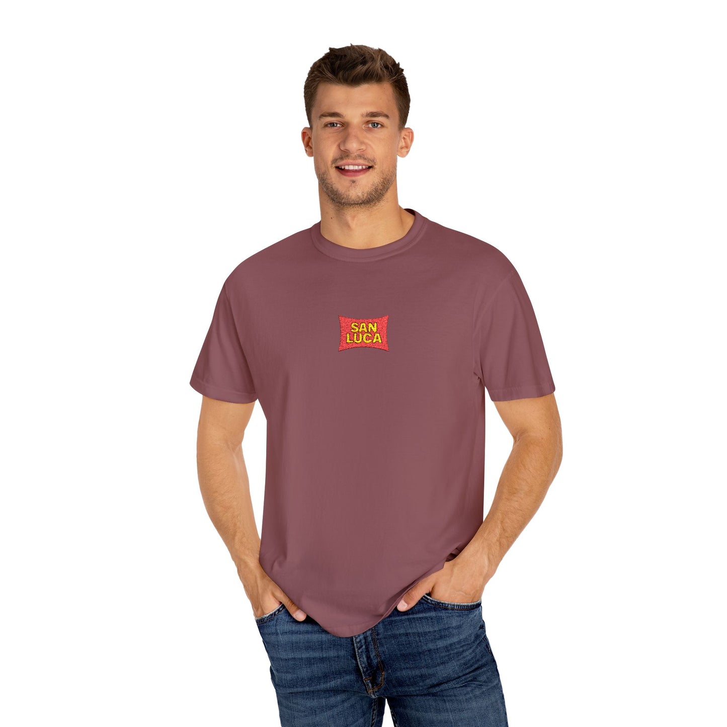 San Luca Colorful Snack-Inspired Unisex T-Shirt, Soft Casual Tee, Fun Gift for Food Lovers, Everyday Wear, Summer Vibes, Festival Attire