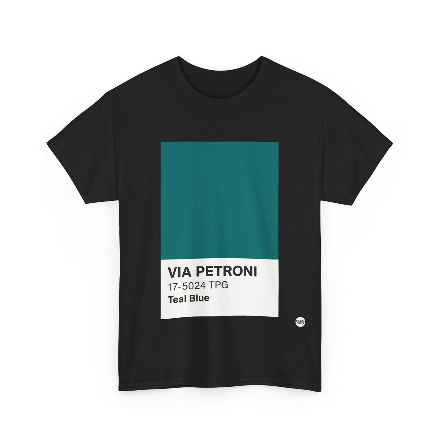 T-shirt “Via Petroni” – Teal Blue Chip color