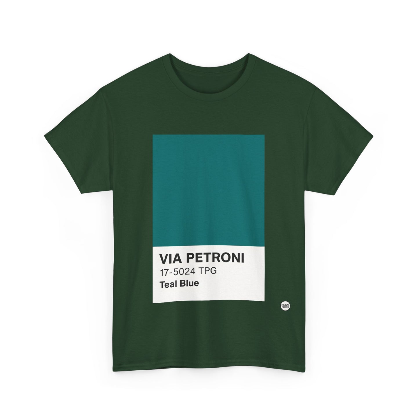 T-shirt “Via Petroni” – Teal Blue Chip color