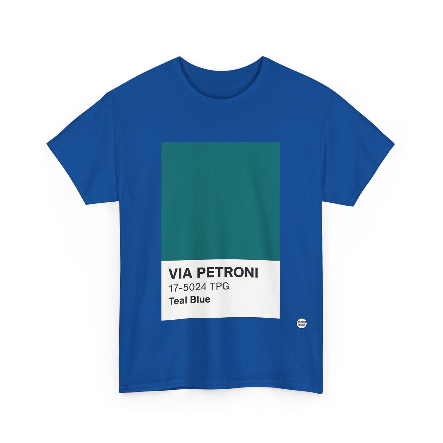 T-shirt “Via Petroni” – Teal Blue Chip color