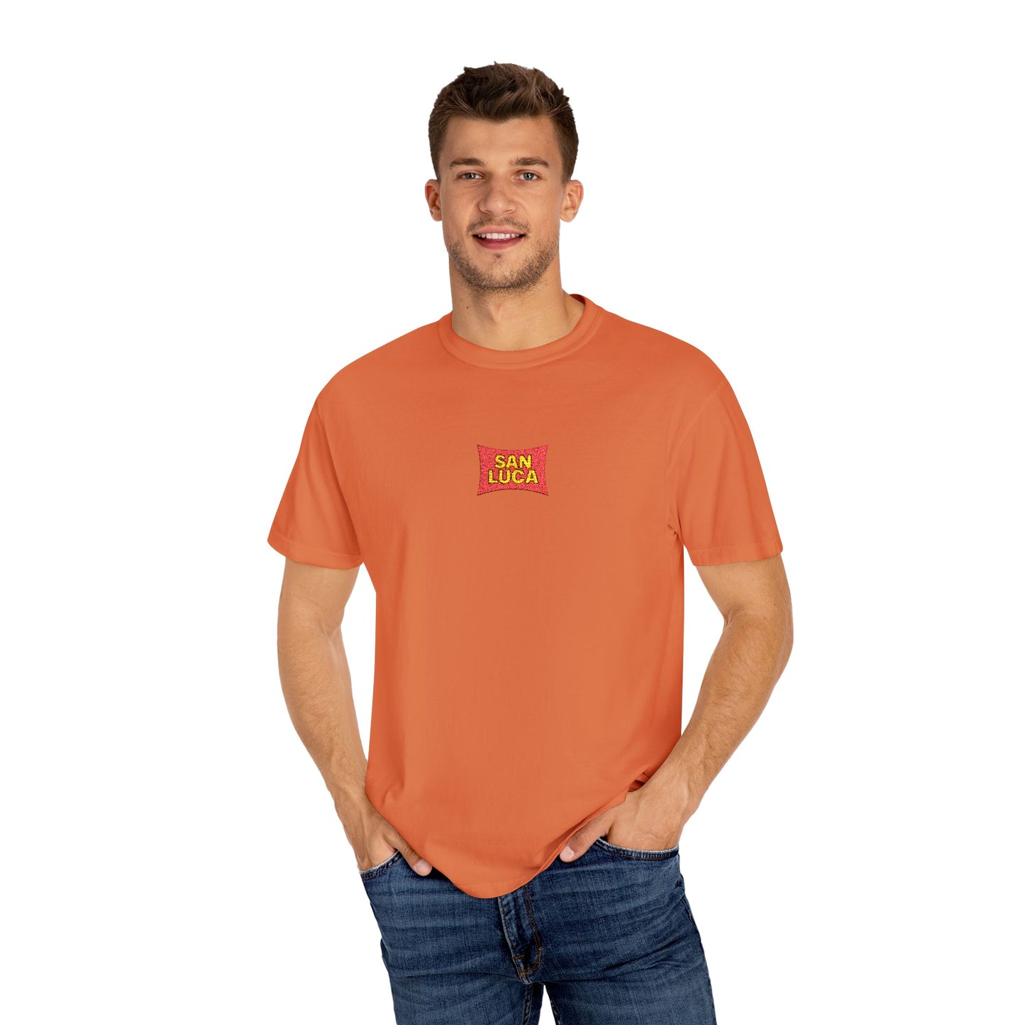 San Luca Colorful Snack-Inspired Unisex T-Shirt, Soft Casual Tee, Fun Gift for Food Lovers, Everyday Wear, Summer Vibes, Festival Attire