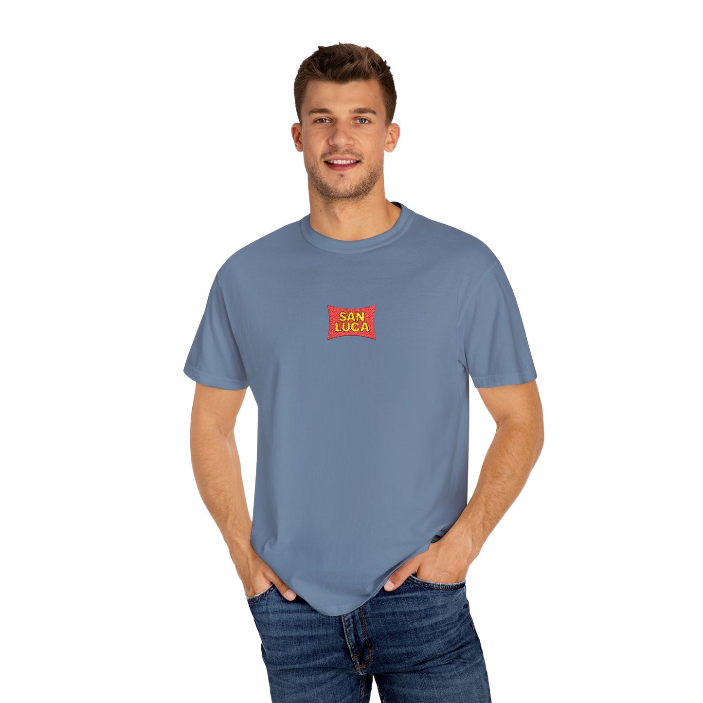 San Luca Colorful Snack-Inspired Unisex T-Shirt, Soft Casual Tee, Fun Gift for Food Lovers, Everyday Wear, Summer Vibes, Festival Attire