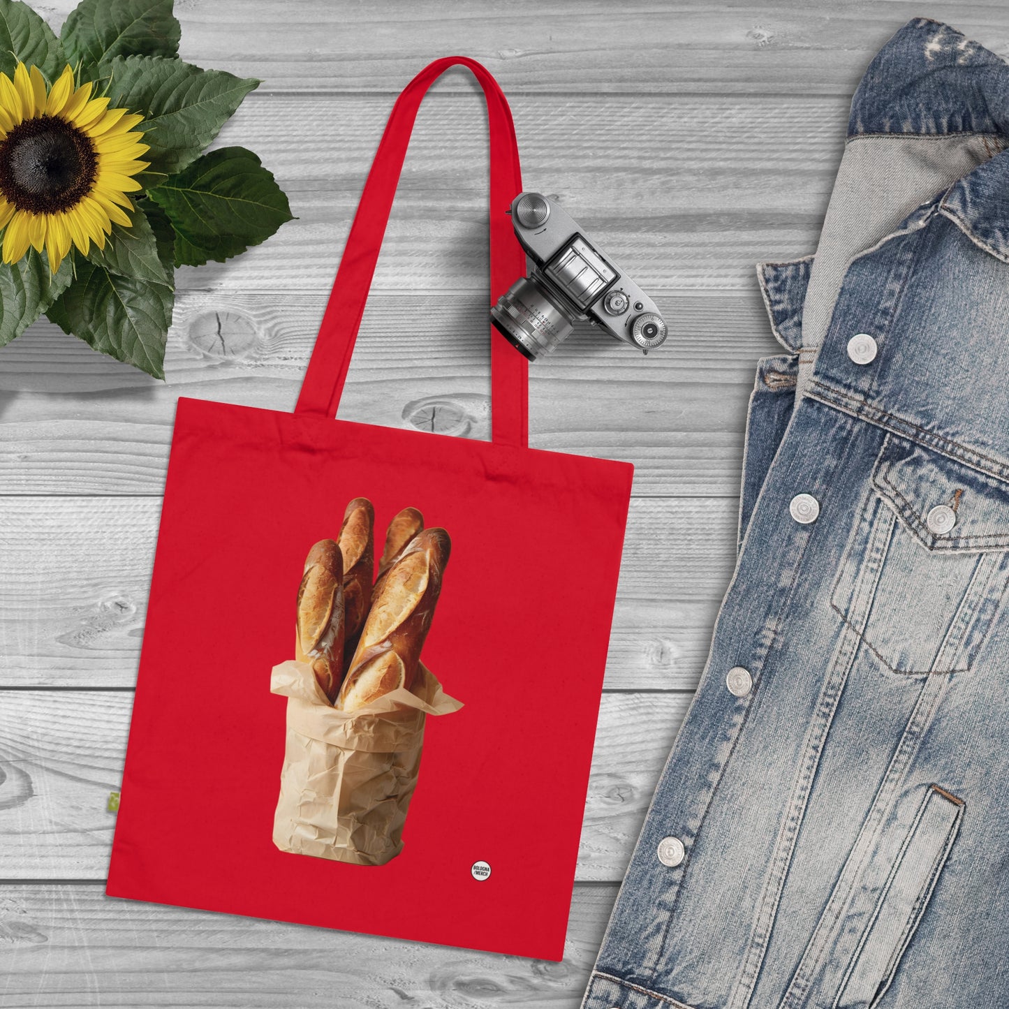 Borsa Tote in Cotone Biologico con Stampa Baguette – Shopper Eco-Friendly, Resistente e alla Moda