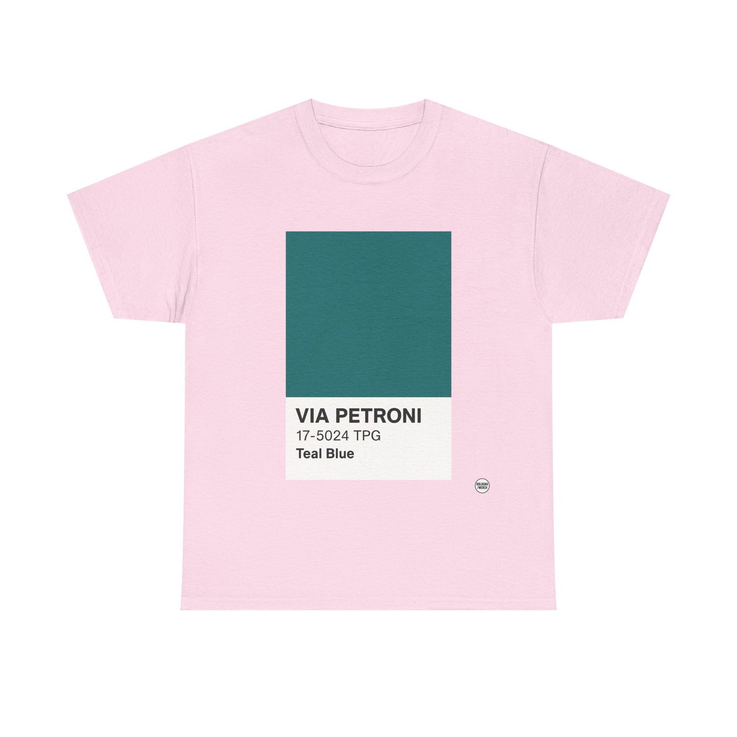 T-shirt “Via Petroni” – Teal Blue Chip color