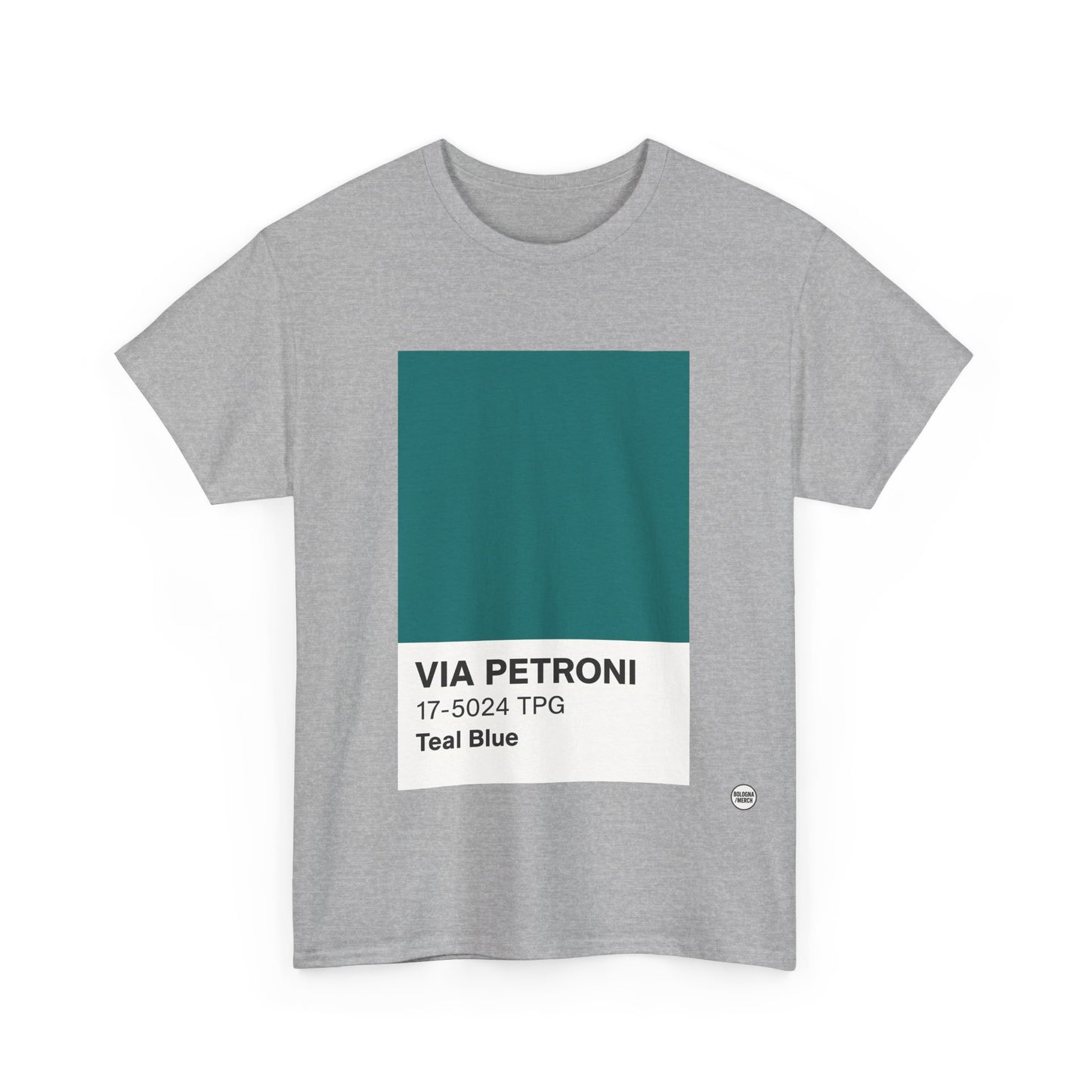 T-shirt “Via Petroni” – Teal Blue Chip color