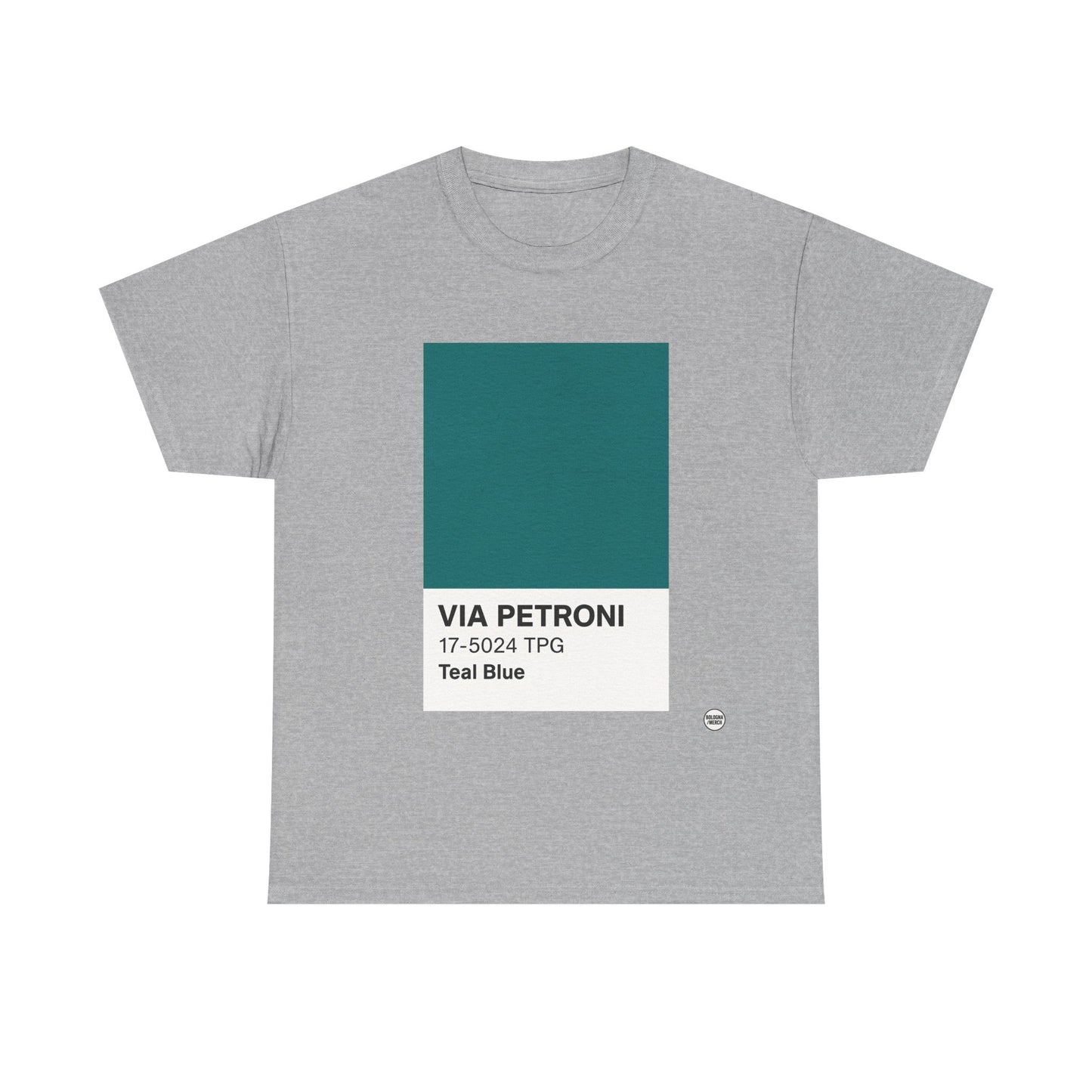 T-shirt “Via Petroni” – Teal Blue Chip color