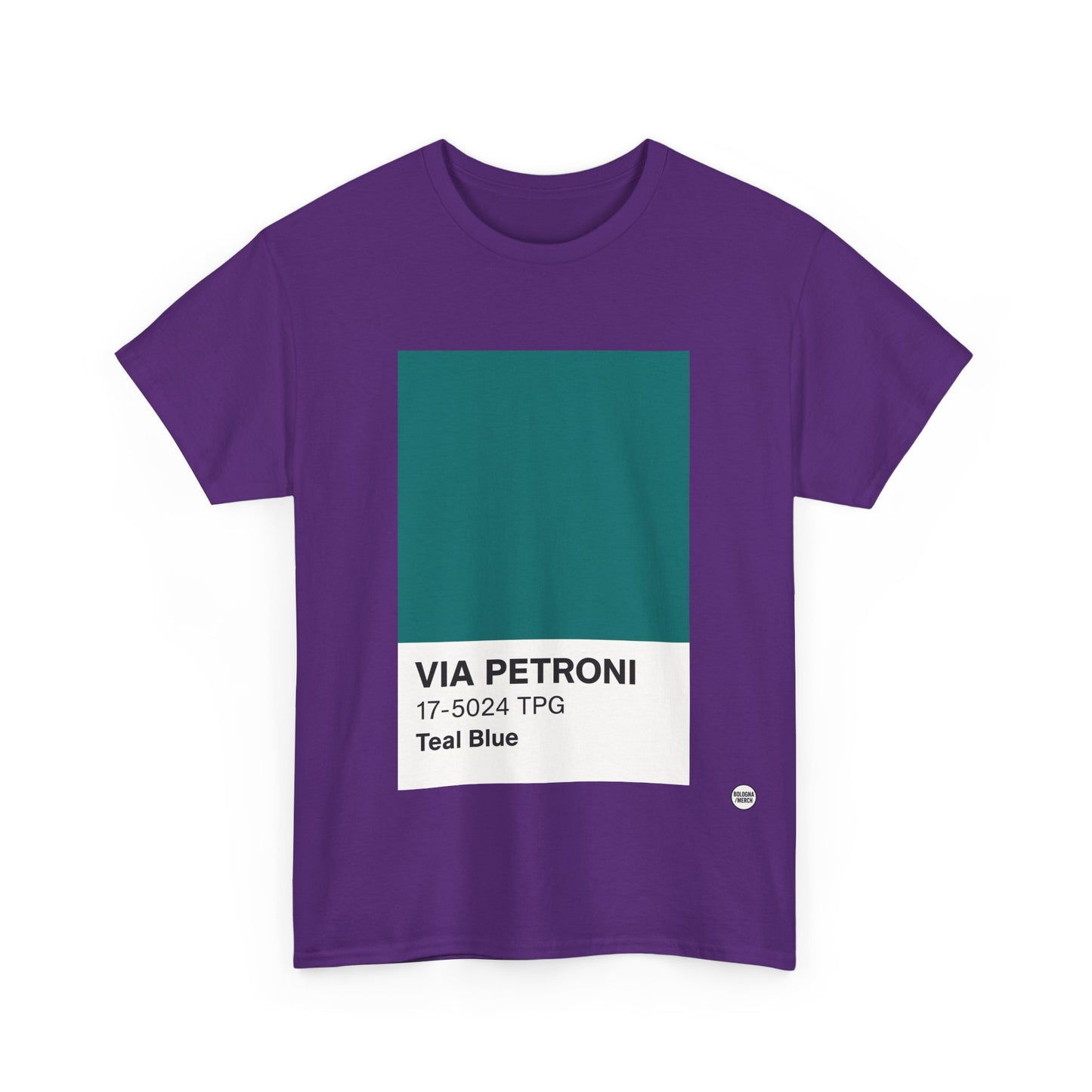 T-shirt “Via Petroni” – Teal Blue Chip color