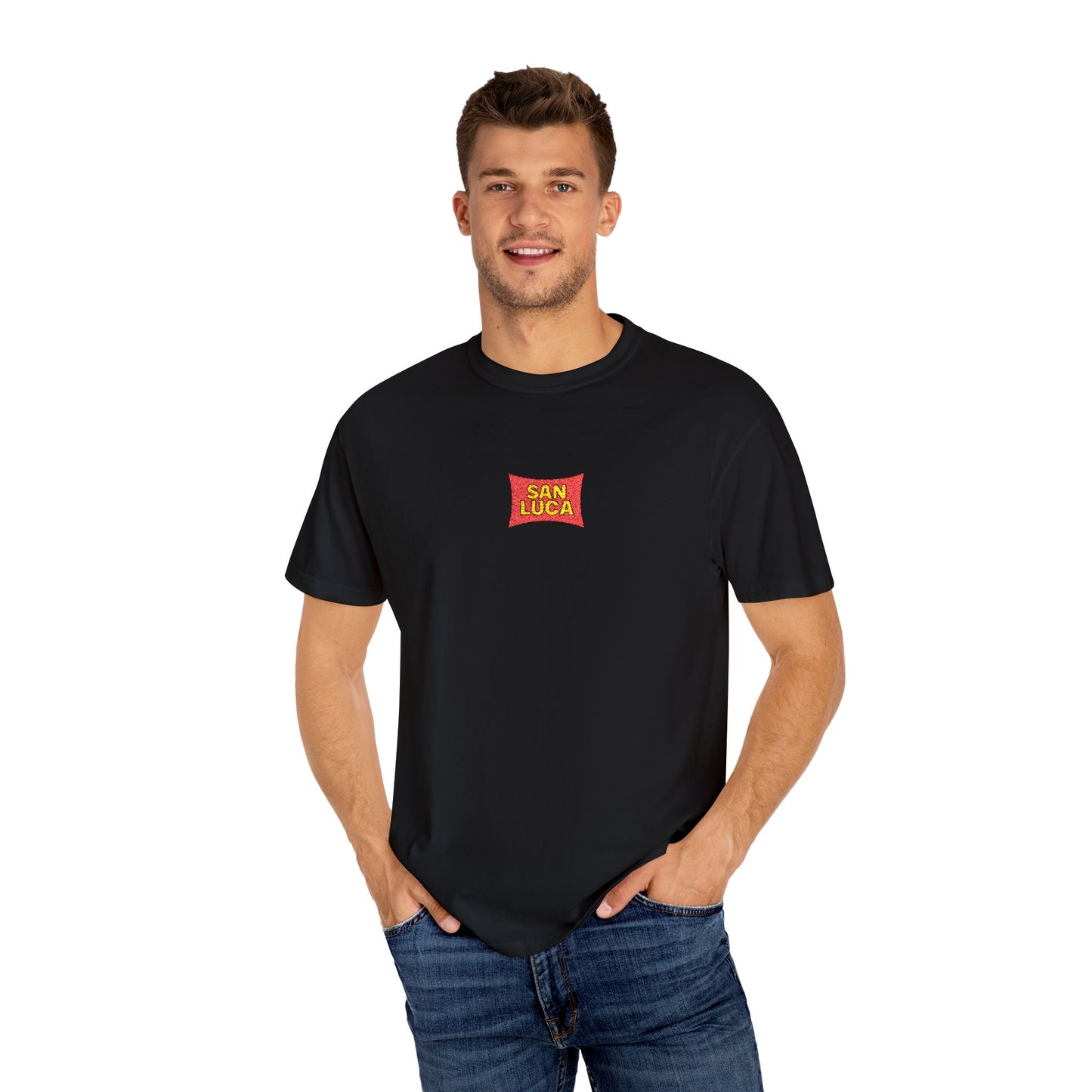 San Luca Colorful Snack-Inspired Unisex T-Shirt, Soft Casual Tee, Fun Gift for Food Lovers, Everyday Wear, Summer Vibes, Festival Attire