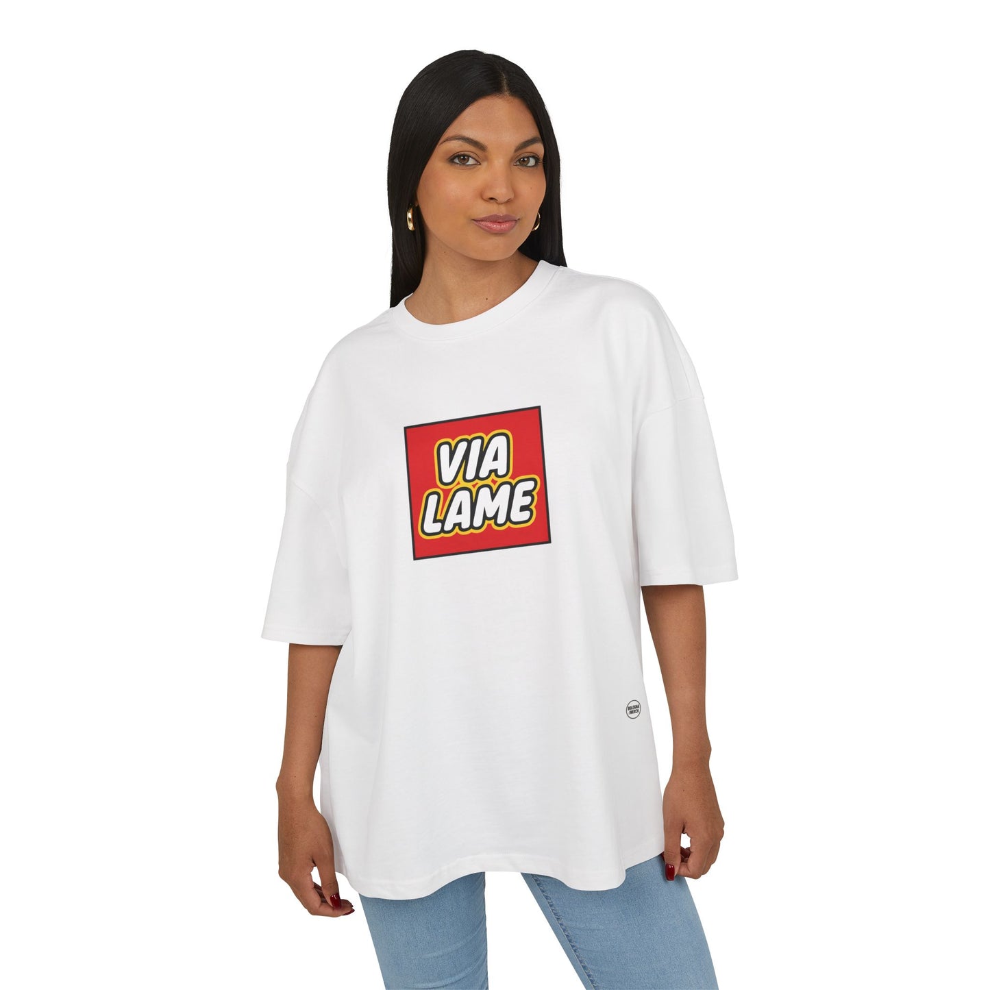 Maglietta Boxy “Via Lame” – Unisex, Ultra Cotone Pesante, Stile Neutro e Oversize Essenziale