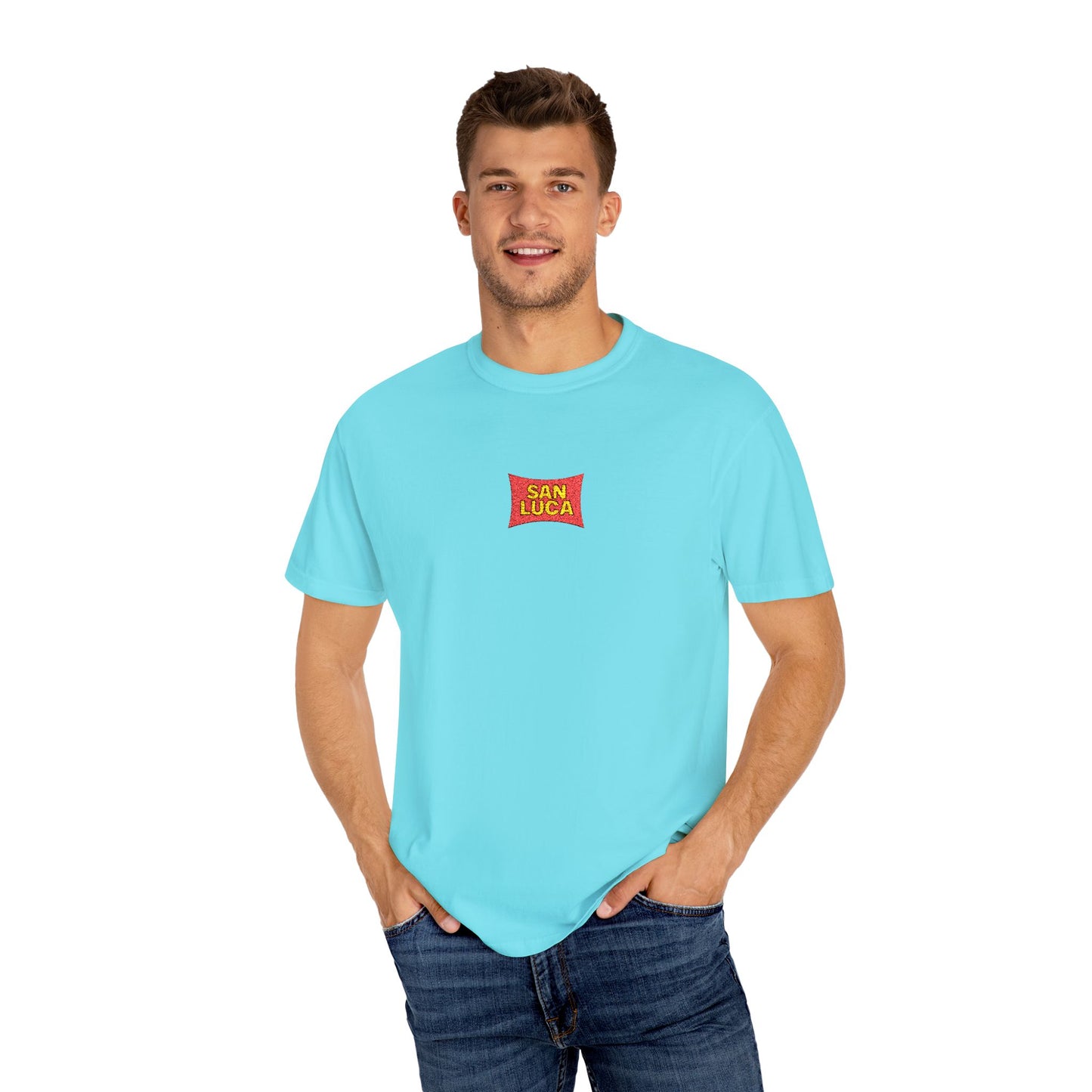 San Luca Colorful Snack-Inspired Unisex T-Shirt, Soft Casual Tee, Fun Gift for Food Lovers, Everyday Wear, Summer Vibes, Festival Attire