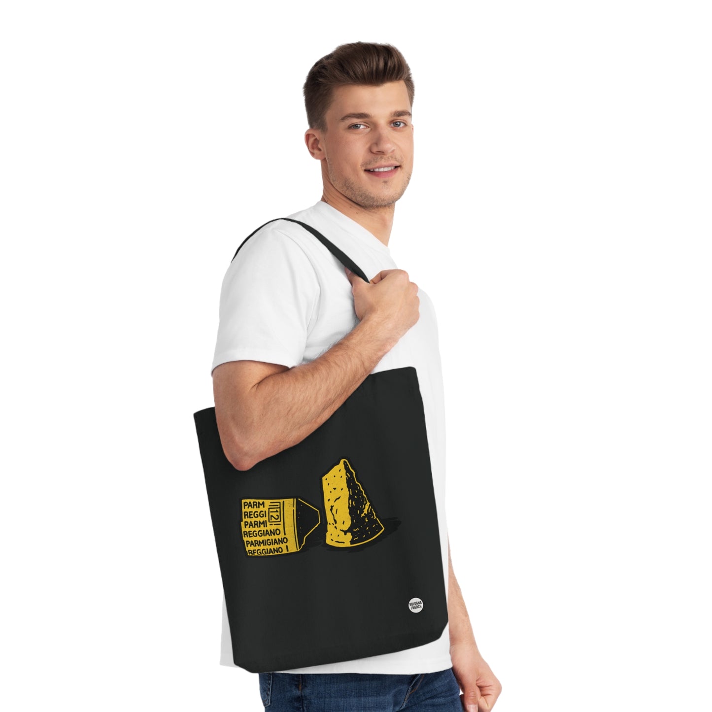 Borsa Shopper Parmigiano Reggiano - Divertente e Originale, Perfetta per la Spesa, la Spiaggia o come Idea Regalo