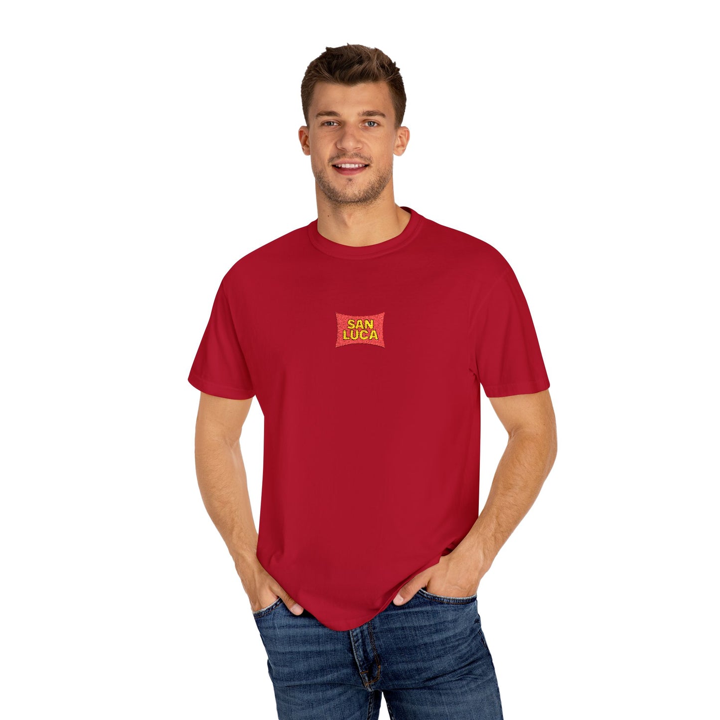 San Luca Colorful Snack-Inspired Unisex T-Shirt, Soft Casual Tee, Fun Gift for Food Lovers, Everyday Wear, Summer Vibes, Festival Attire