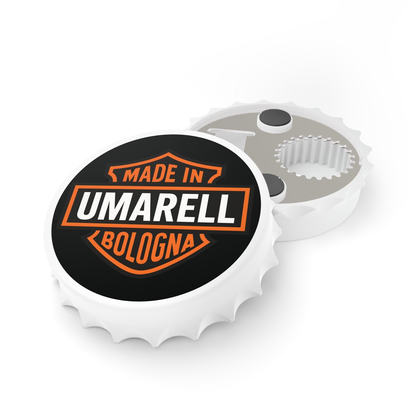 Apribottiglie d'ispirazione vintage con design 'Made in Umarell Bologna', perfetto per articoli da bar, regalo per amanti della birra, accessorio da cucina