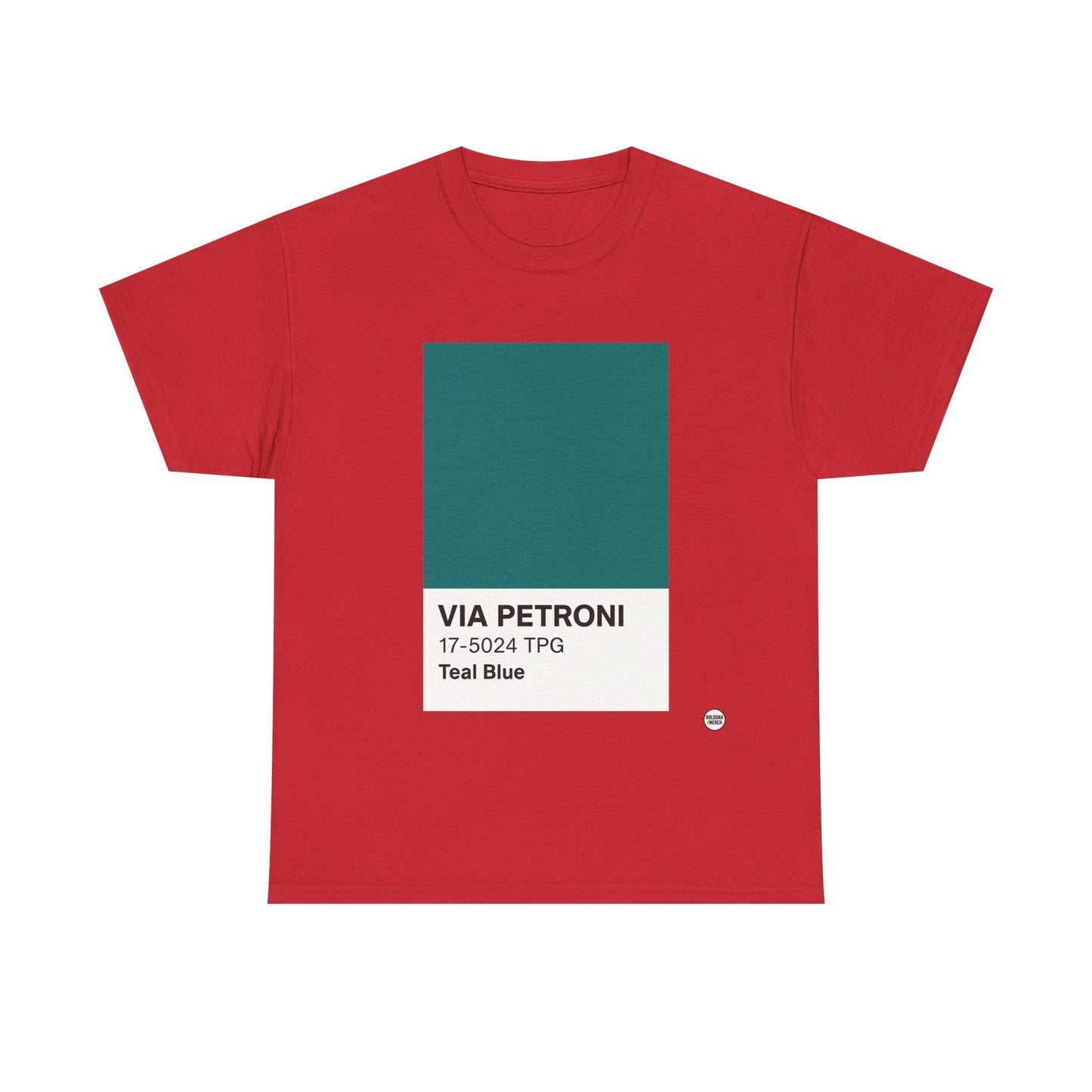 T-shirt “Via Petroni” – Teal Blue Chip color