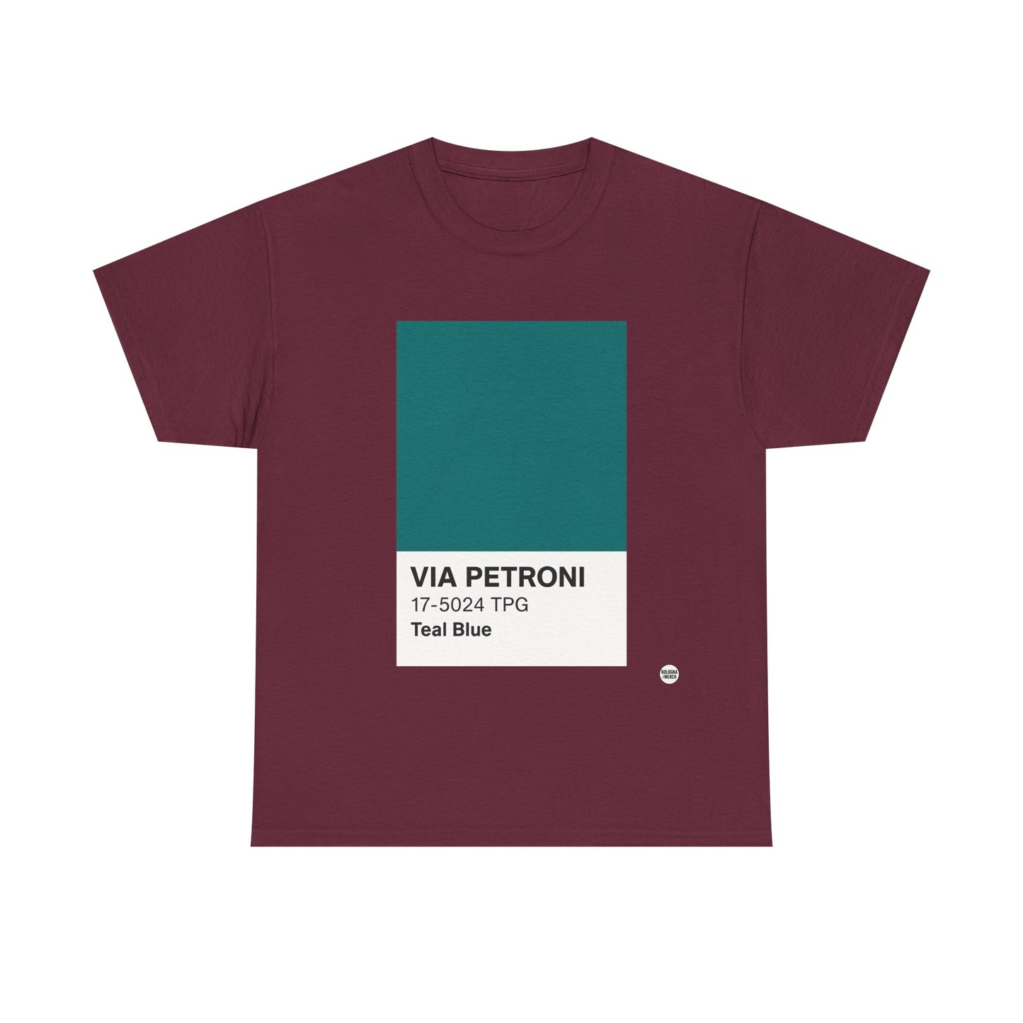 T-shirt “Via Petroni” – Teal Blue Chip color