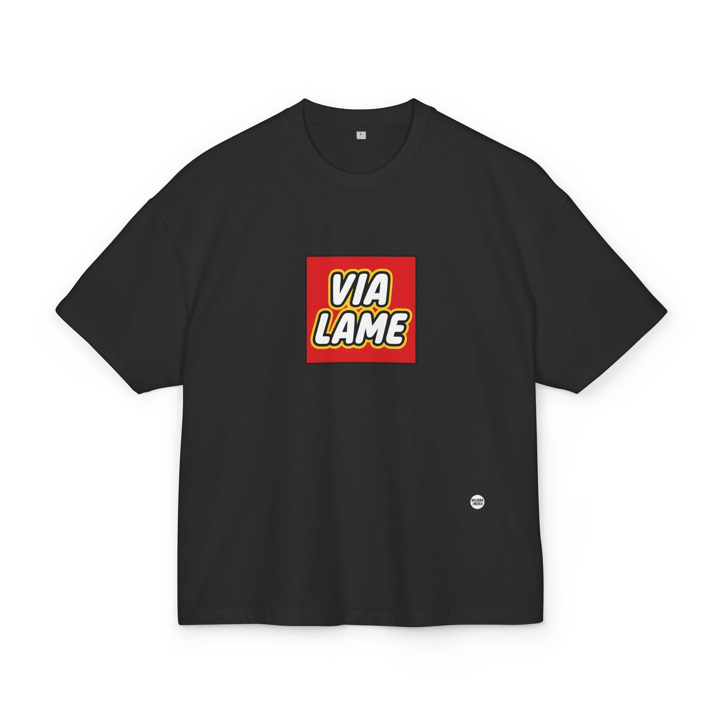 Maglietta Boxy “Via Lame” – Unisex, Ultra Cotone Pesante, Stile Neutro e Oversize Essenziale