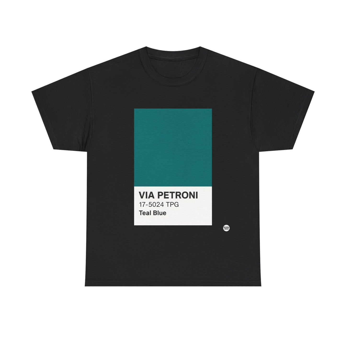 T-shirt “Via Petroni” – Teal Blue Chip color