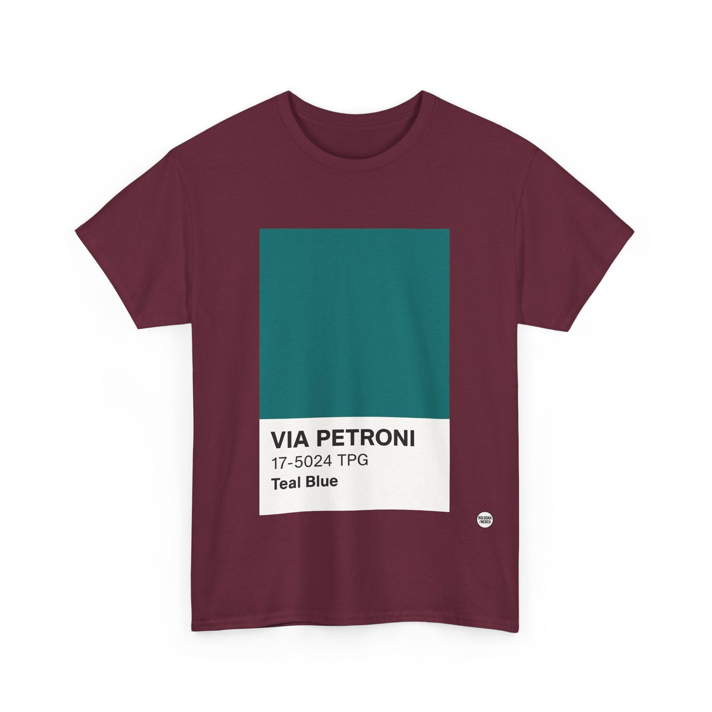 T-shirt “Via Petroni” – Teal Blue Chip color