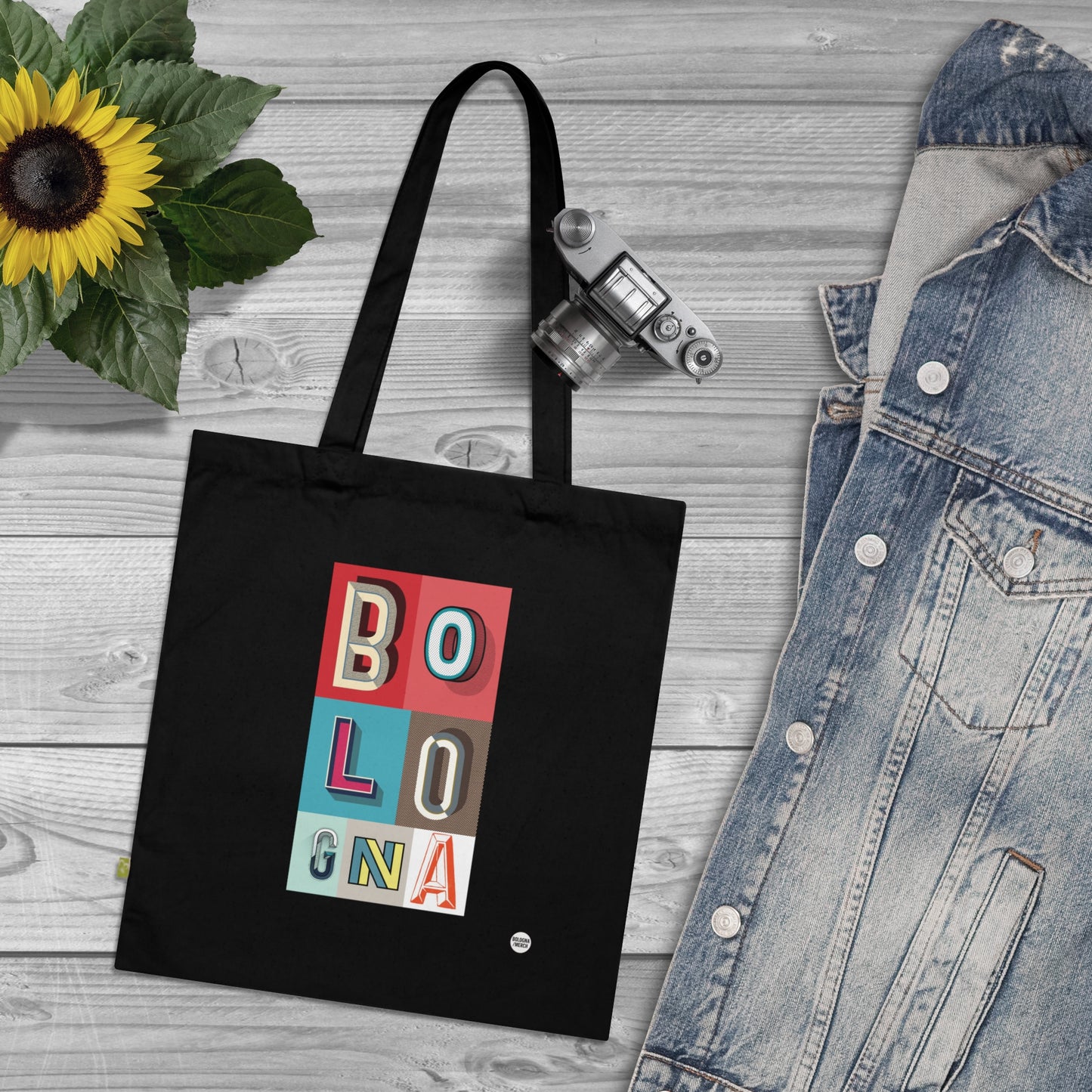 Tote Bag “Bologna” – Shopper Rossa con Stampa Tipografica