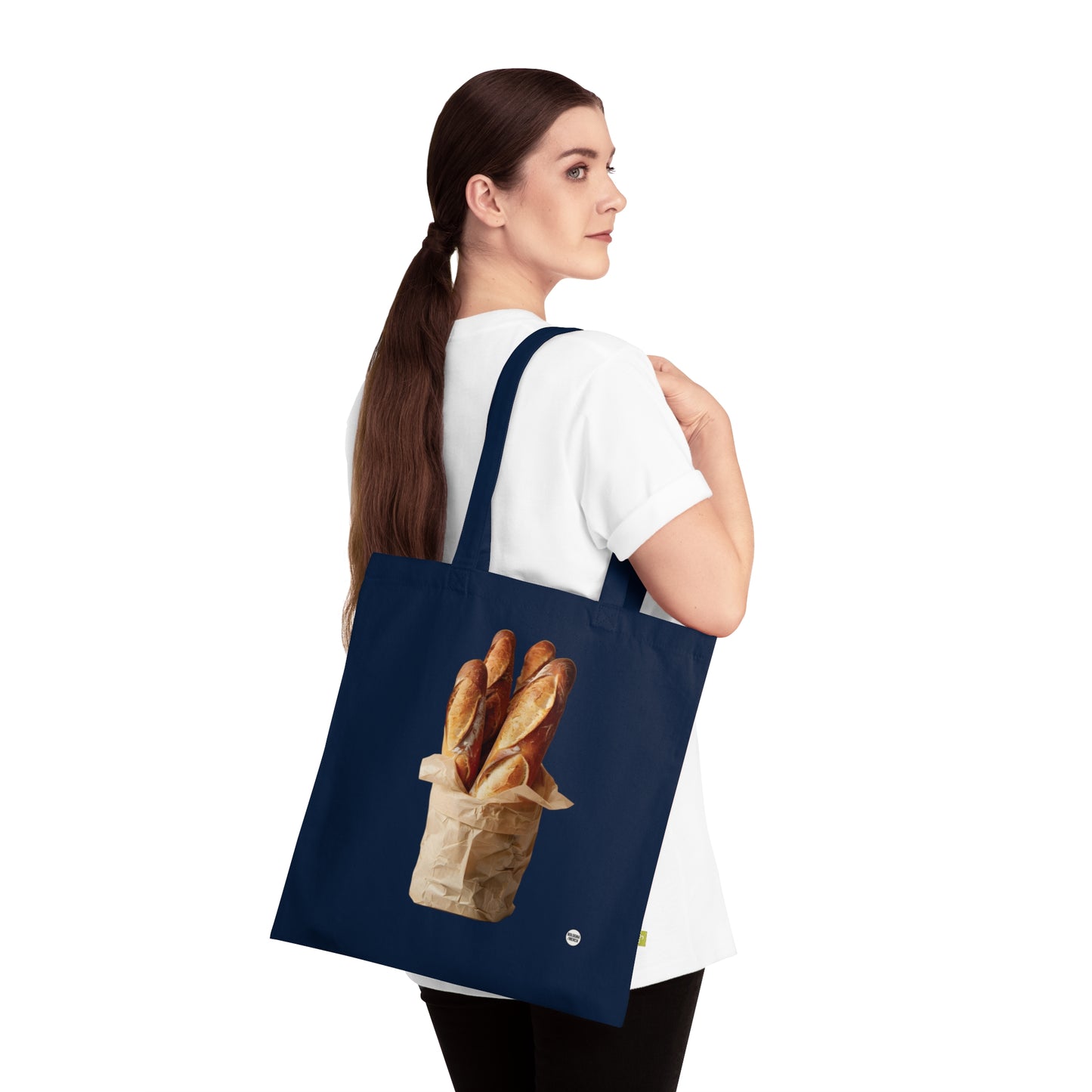 Borsa Tote in Cotone Biologico con Stampa Baguette – Shopper Eco-Friendly, Resistente e alla Moda