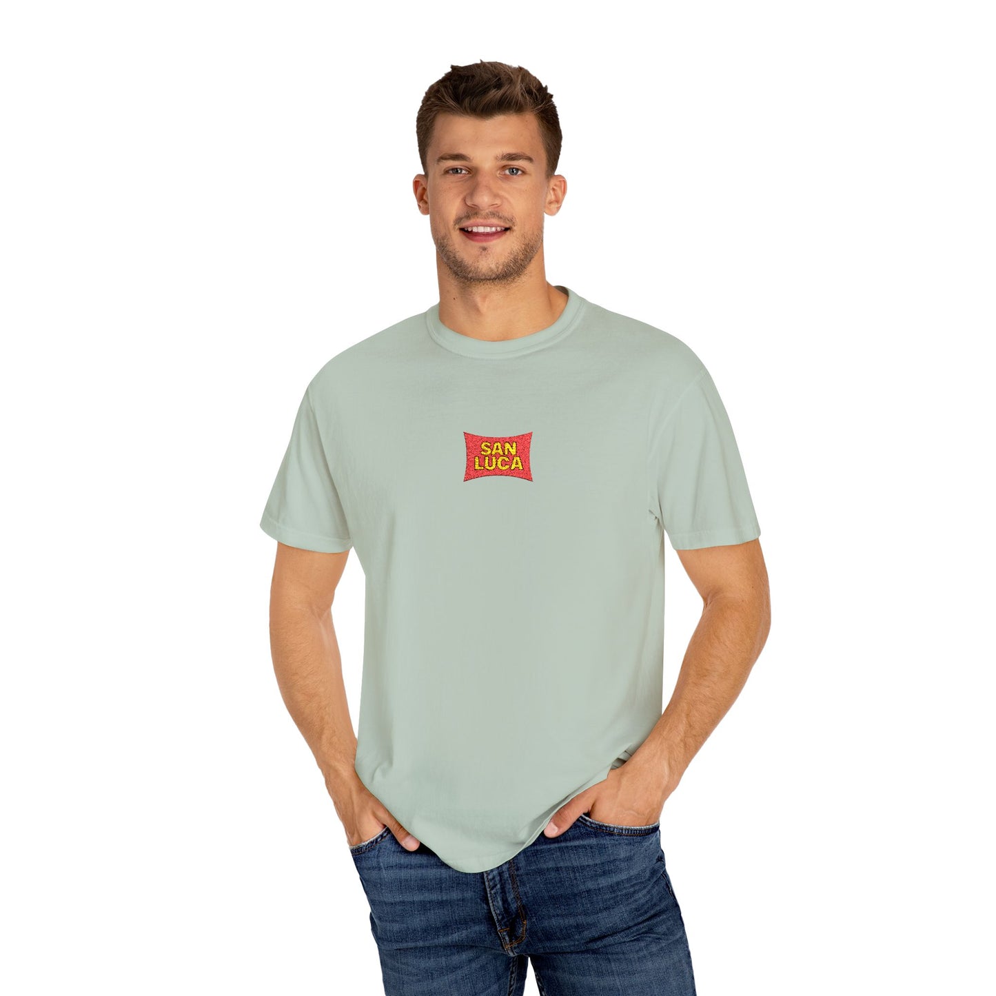 San Luca Colorful Snack-Inspired Unisex T-Shirt, Soft Casual Tee, Fun Gift for Food Lovers, Everyday Wear, Summer Vibes, Festival Attire