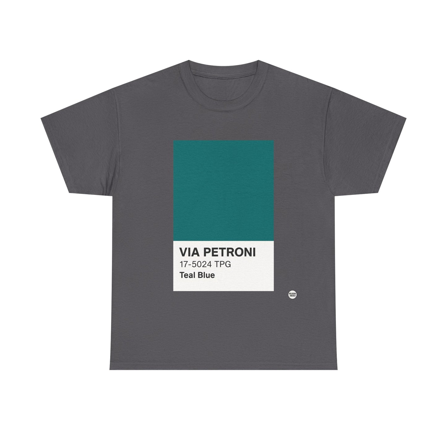 T-shirt “Via Petroni” – Teal Blue Chip color