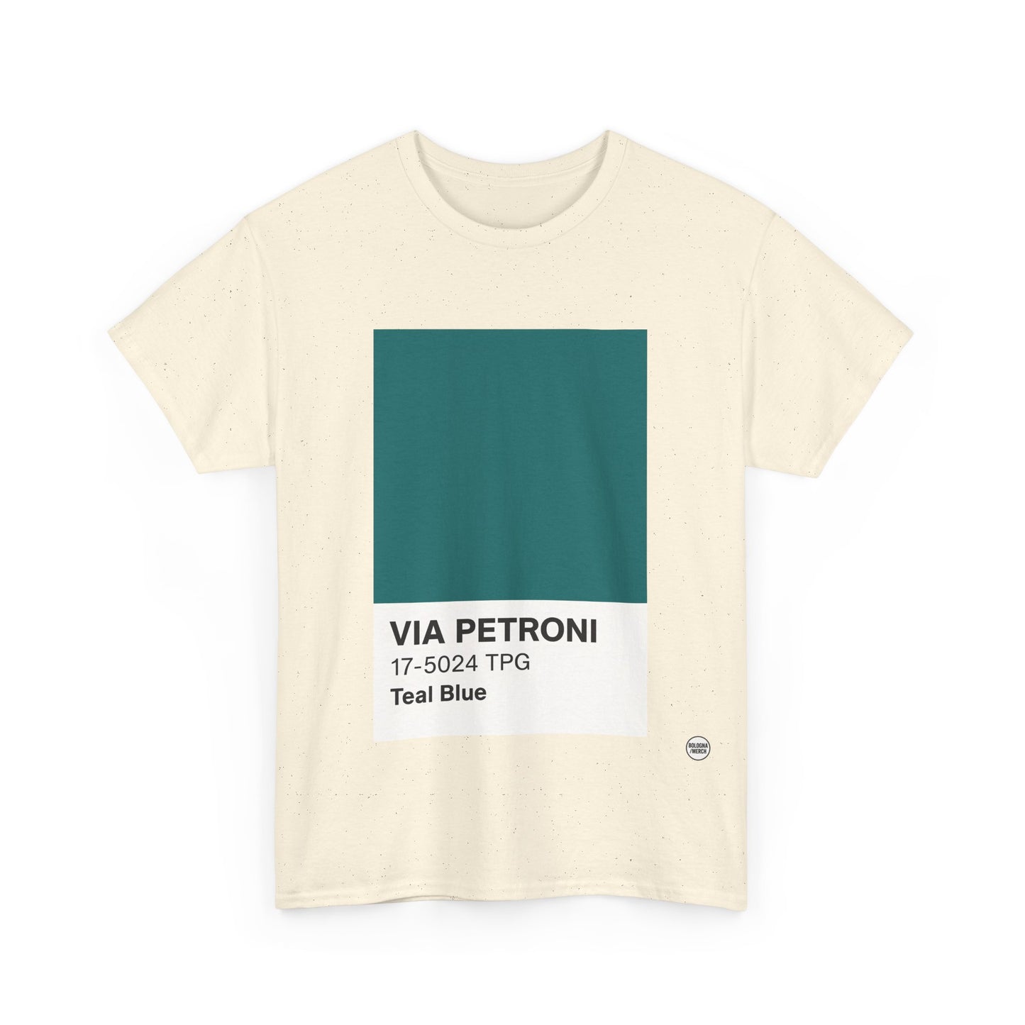 T-shirt “Via Petroni” – Teal Blue Chip color