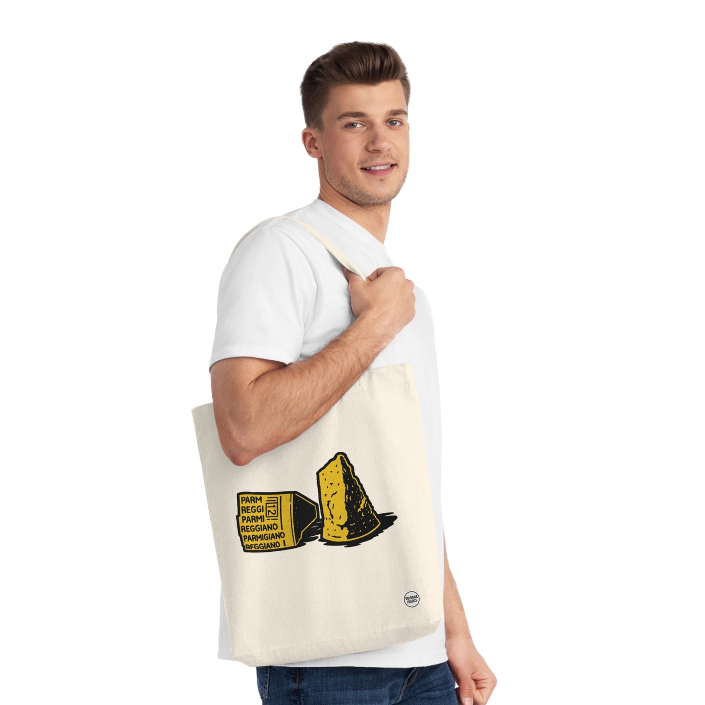 Borsa Shopper Parmigiano Reggiano - Divertente e Originale, Perfetta per la Spesa, la Spiaggia o come Idea Regalo