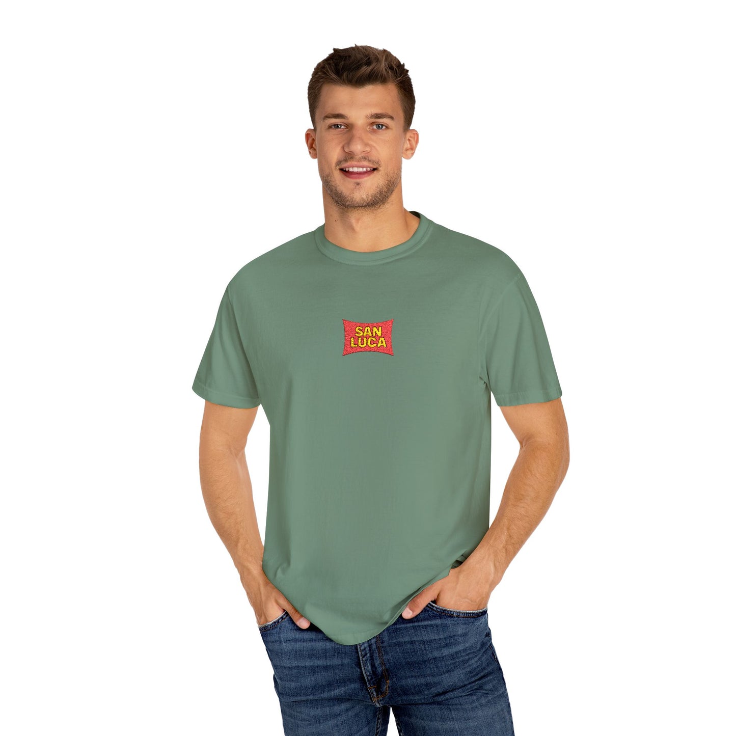 San Luca Colorful Snack-Inspired Unisex T-Shirt, Soft Casual Tee, Fun Gift for Food Lovers, Everyday Wear, Summer Vibes, Festival Attire