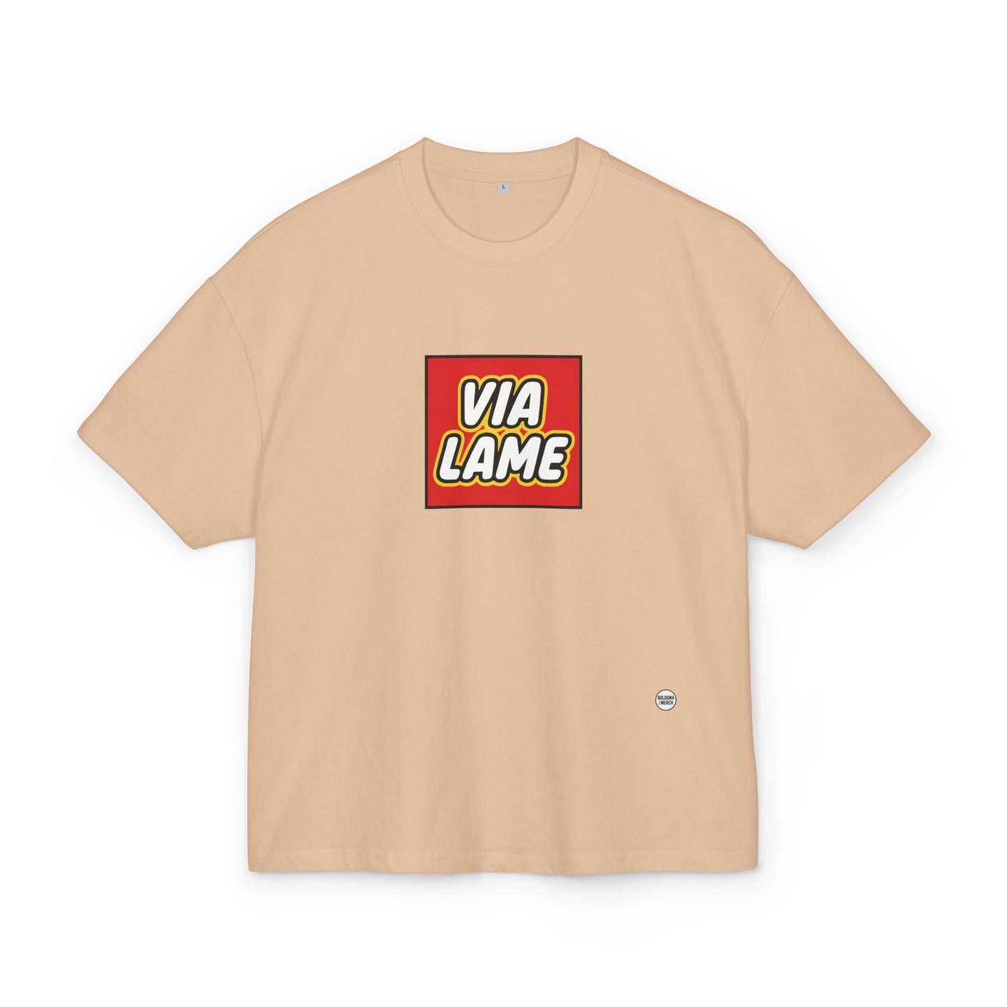 Maglietta Boxy “Via Lame” – Unisex, Ultra Cotone Pesante, Stile Neutro e Oversize Essenziale
