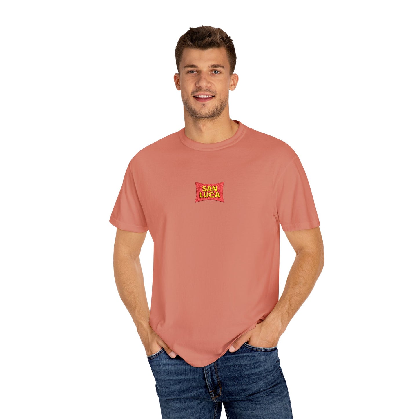 San Luca Colorful Snack-Inspired Unisex T-Shirt, Soft Casual Tee, Fun Gift for Food Lovers, Everyday Wear, Summer Vibes, Festival Attire