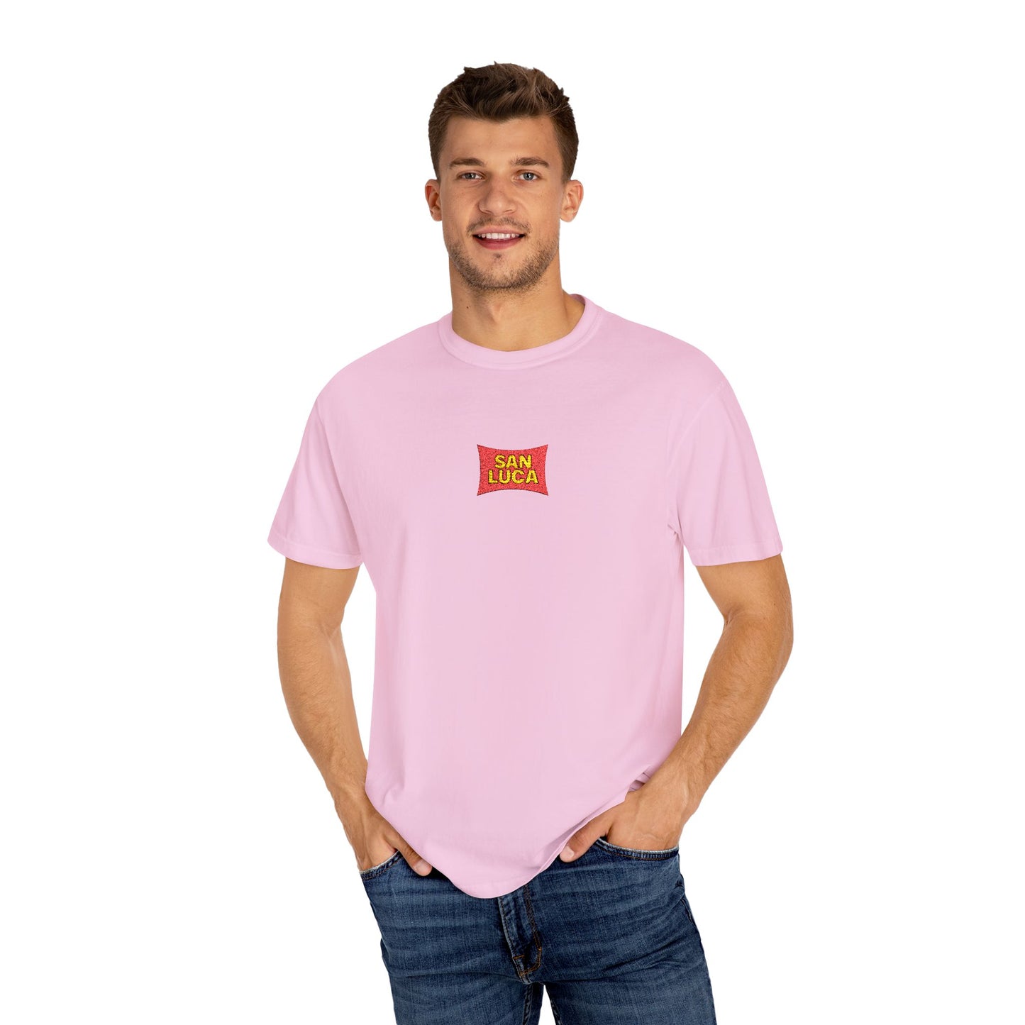 San Luca Colorful Snack-Inspired Unisex T-Shirt, Soft Casual Tee, Fun Gift for Food Lovers, Everyday Wear, Summer Vibes, Festival Attire