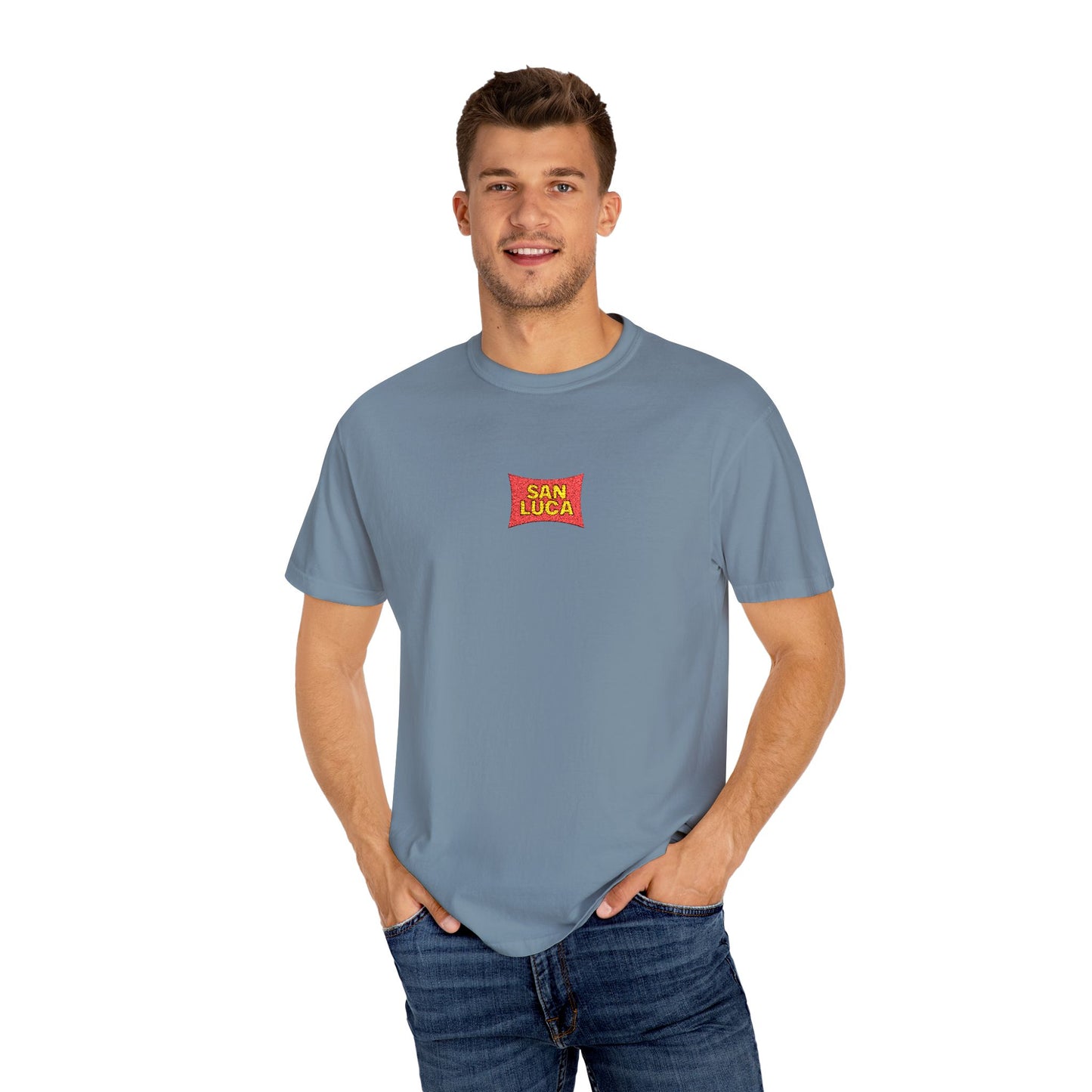 San Luca Colorful Snack-Inspired Unisex T-Shirt, Soft Casual Tee, Fun Gift for Food Lovers, Everyday Wear, Summer Vibes, Festival Attire