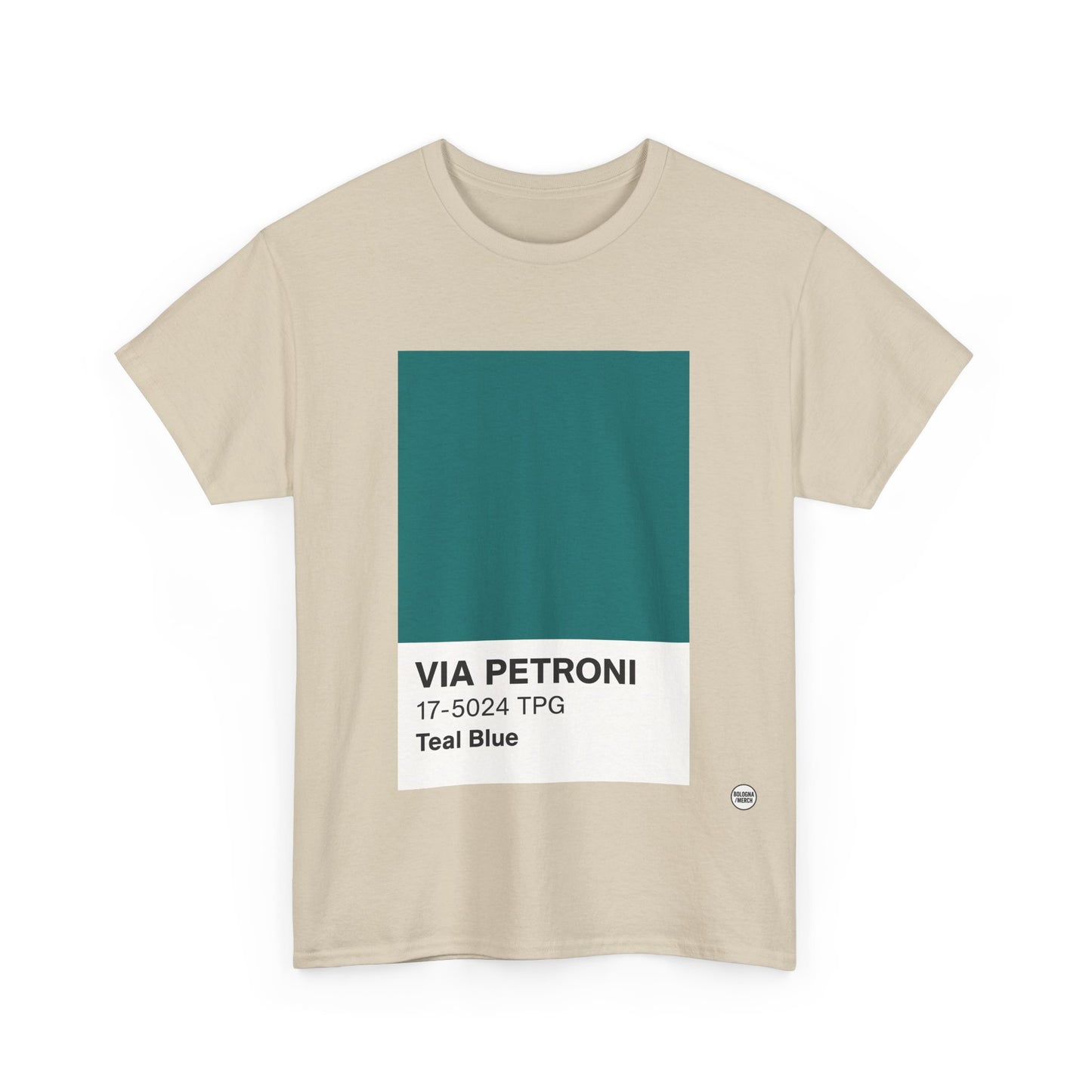 T-shirt “Via Petroni” – Teal Blue Chip color