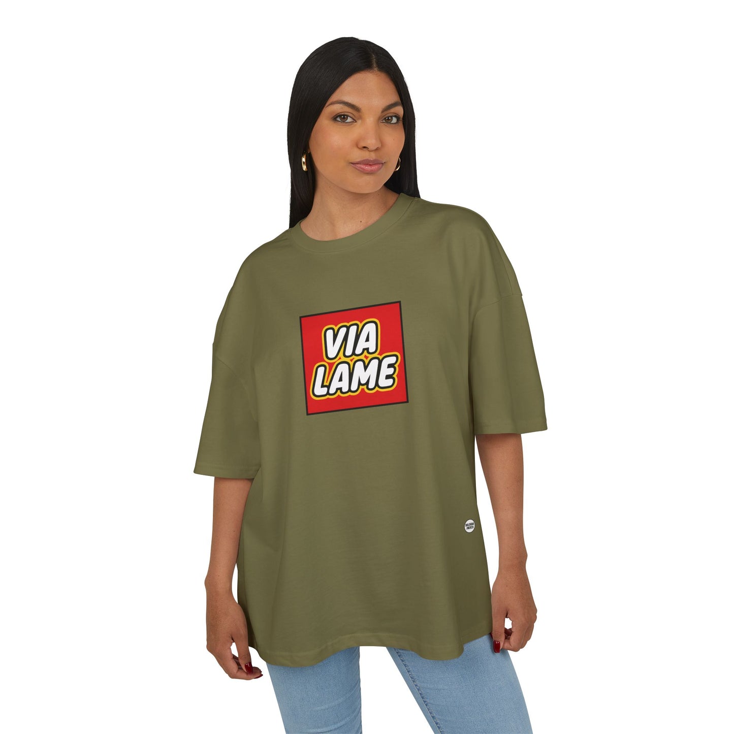 Maglietta Boxy “Via Lame” – Unisex, Ultra Cotone Pesante, Stile Neutro e Oversize Essenziale