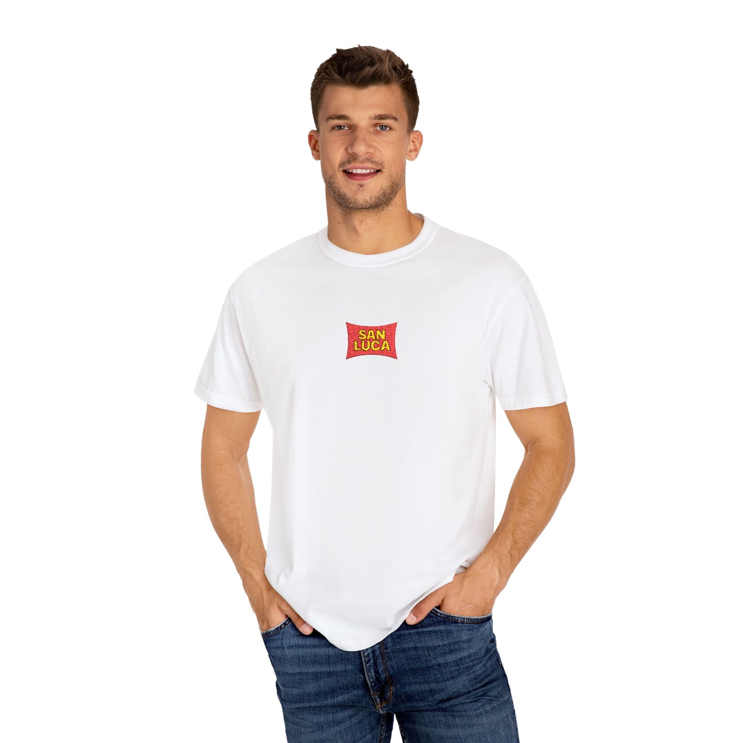 San Luca Colorful Snack-Inspired Unisex T-Shirt, Soft Casual Tee, Fun Gift for Food Lovers, Everyday Wear, Summer Vibes, Festival Attire