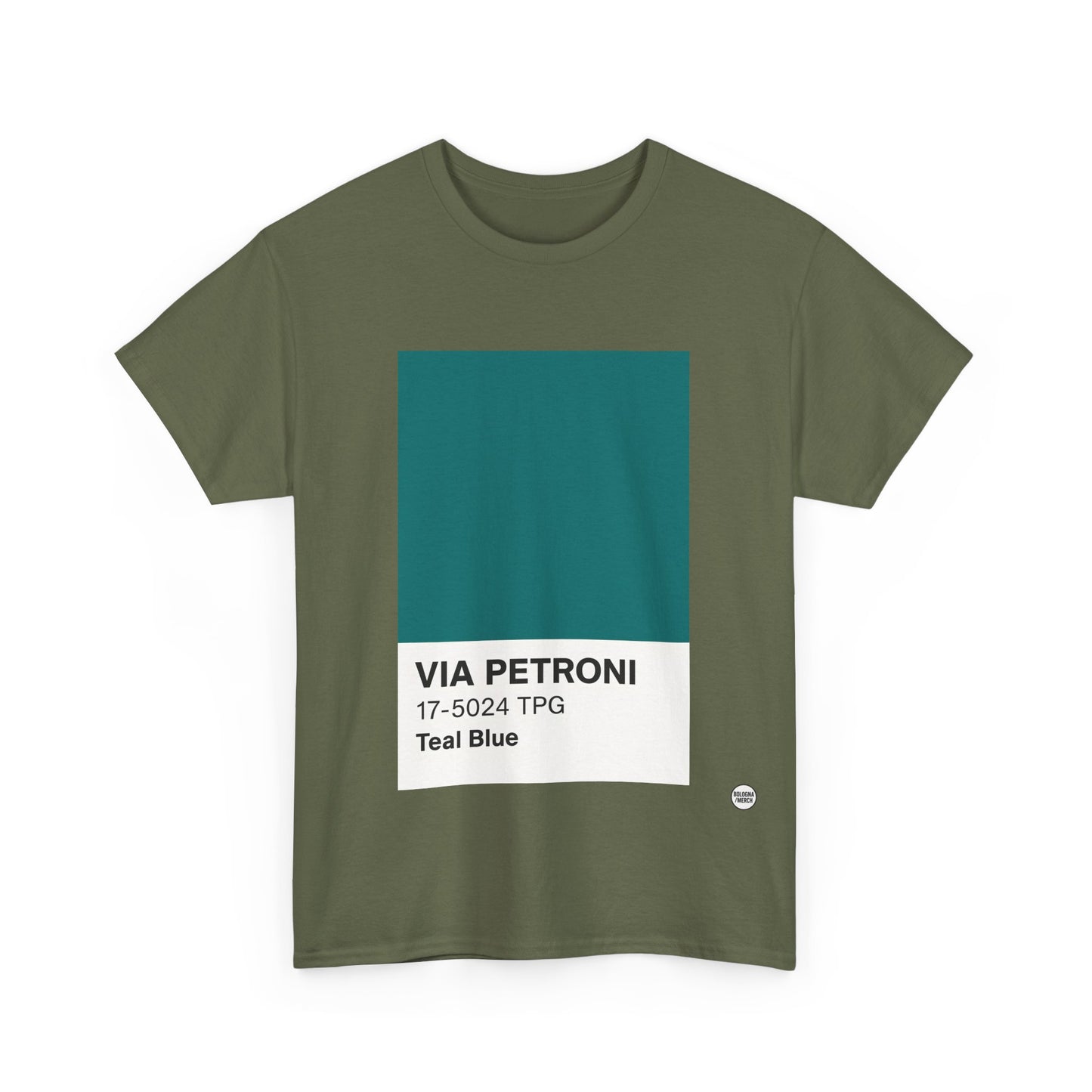 T-shirt “Via Petroni” – Teal Blue Chip color