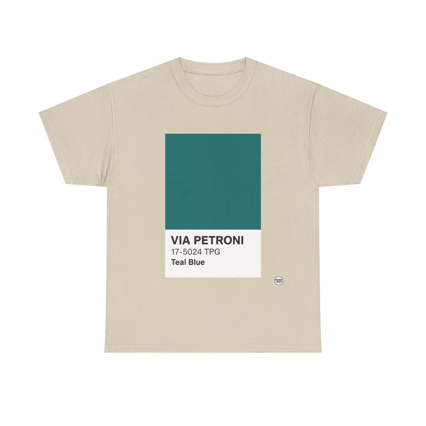 T-shirt “Via Petroni” – Teal Blue Chip color
