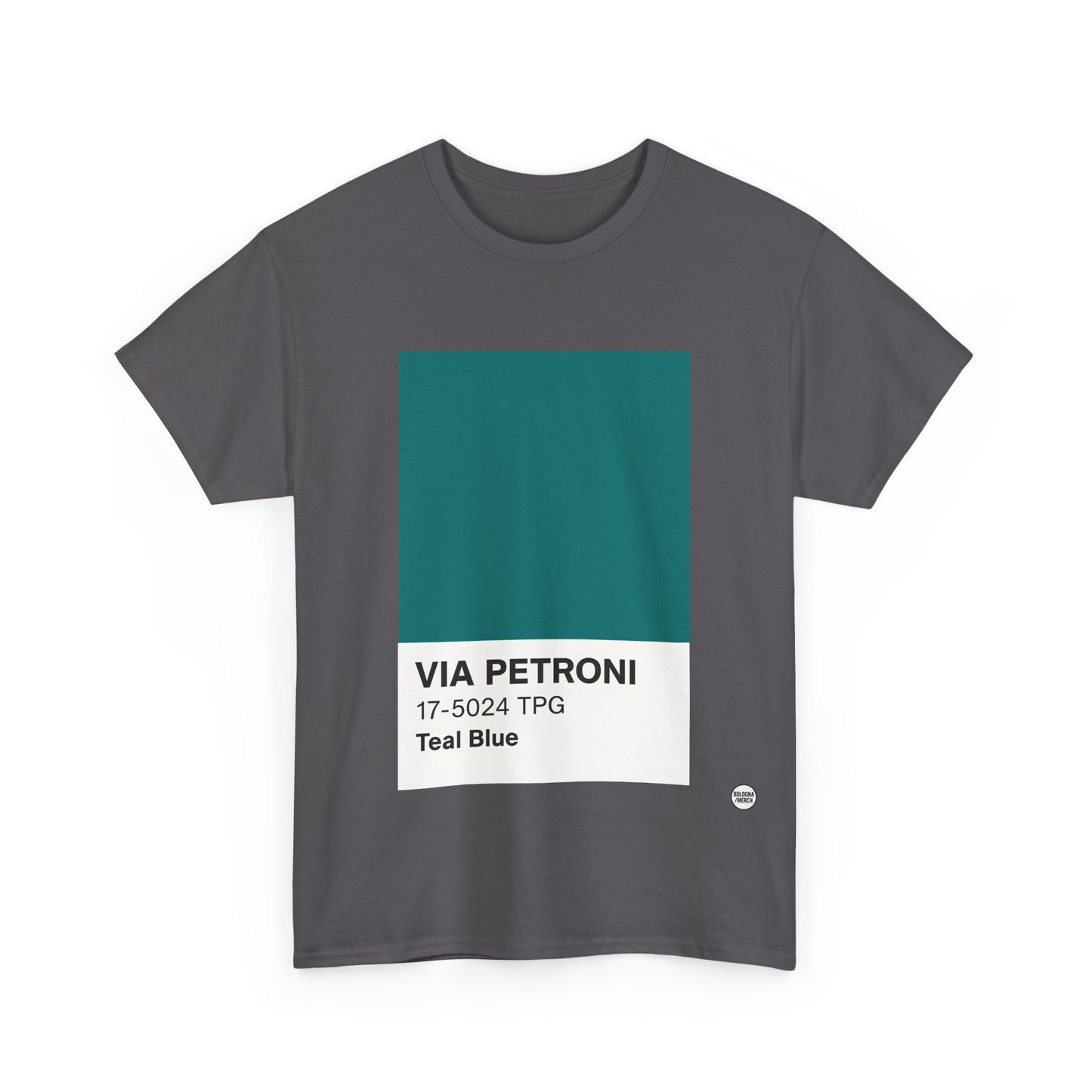 T-shirt “Via Petroni” – Teal Blue Chip color